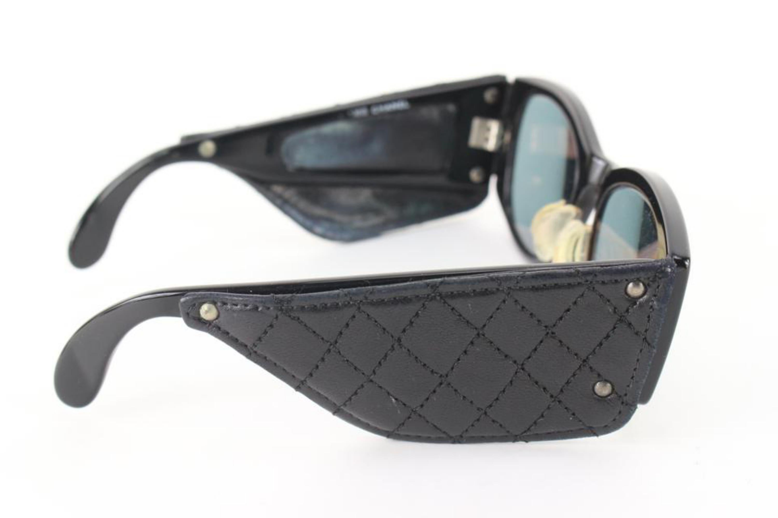 Chanel Rare Vintage Black Quilted Lambskin 1988 Sunglasses 1cz822s 8