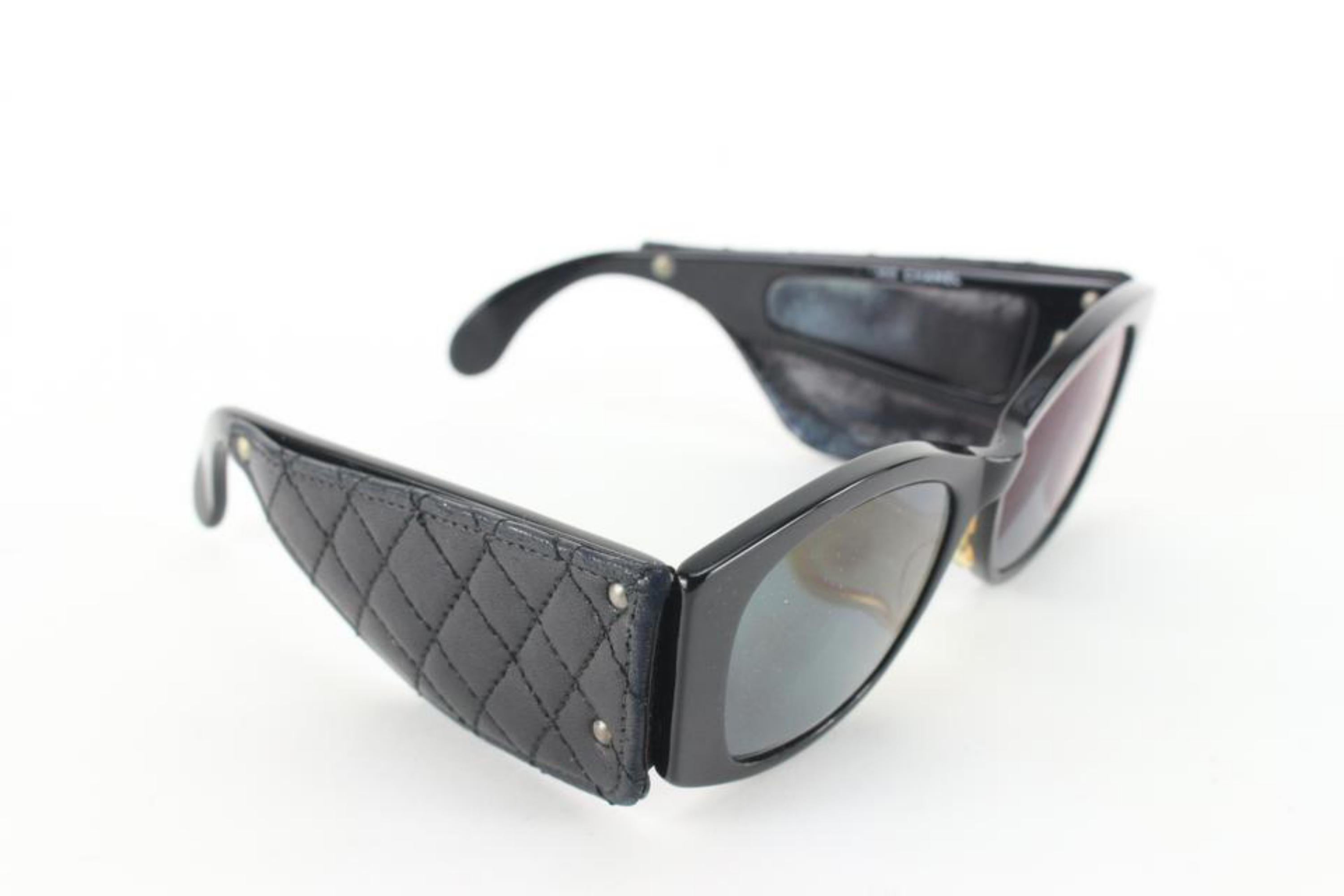 Chanel Rare Vintage Black Quilted Lambskin 1988 Sunglasses 1cz822s 1