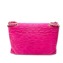 Chanel RARE Vintage Classic Maxi 34 Flap Hot Pink Denim Giant CC 24 Gold HW