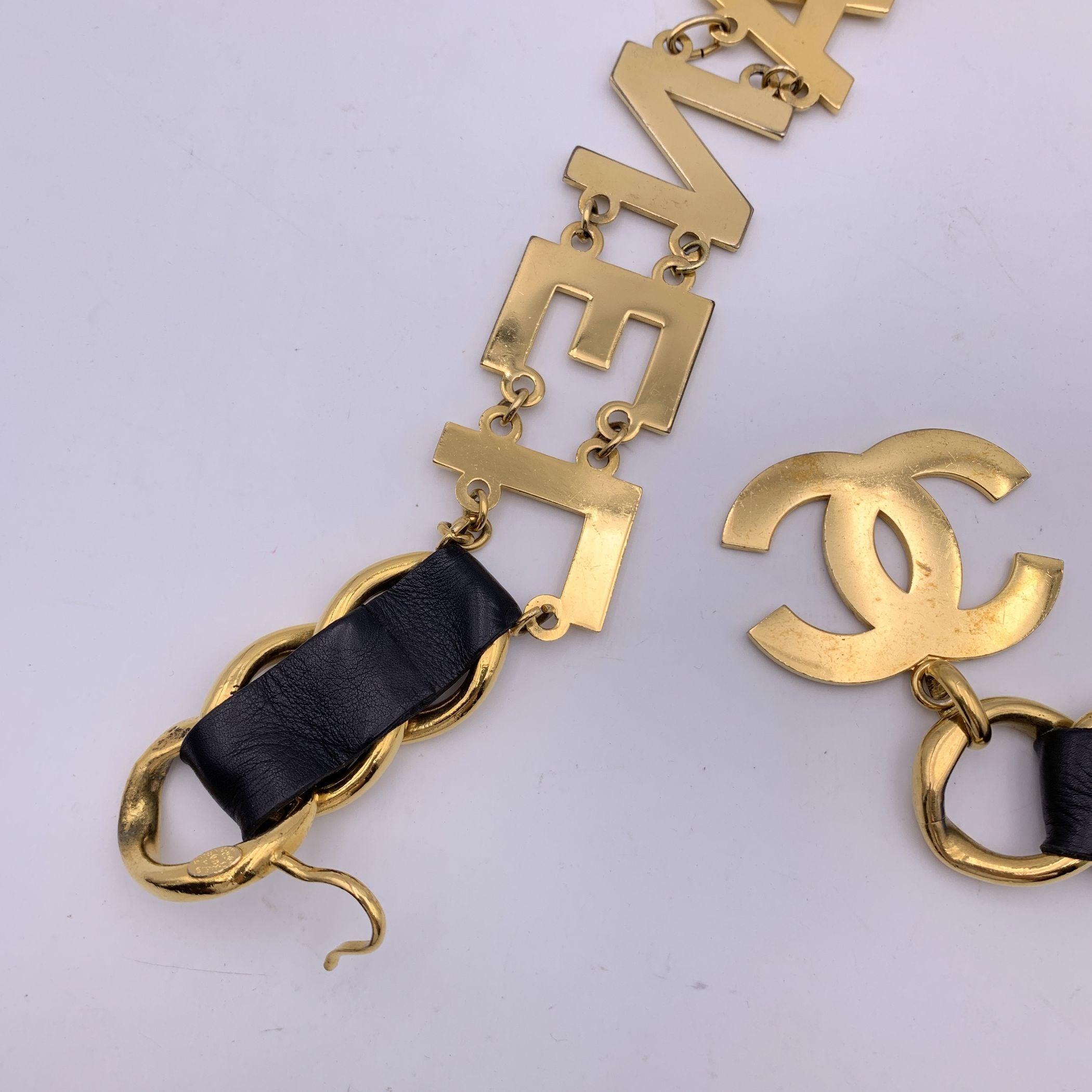 Chanel Rare Vintage Gold Metal Spell Out Coco Chanel Chain Belt For Sale 4