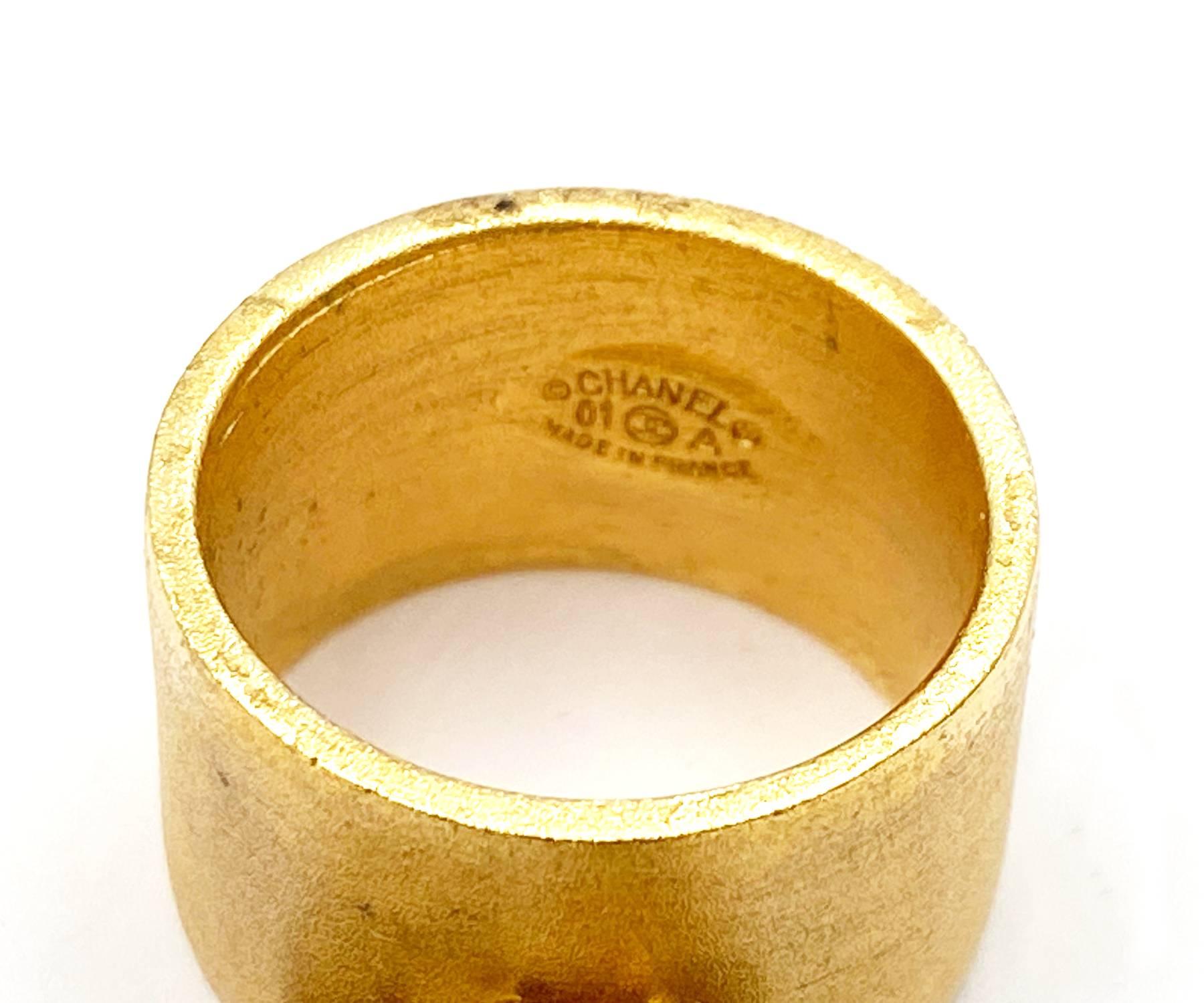 Artisan Chanel Rare Vintage Gold Plated Black CC Bambi Deer Ring