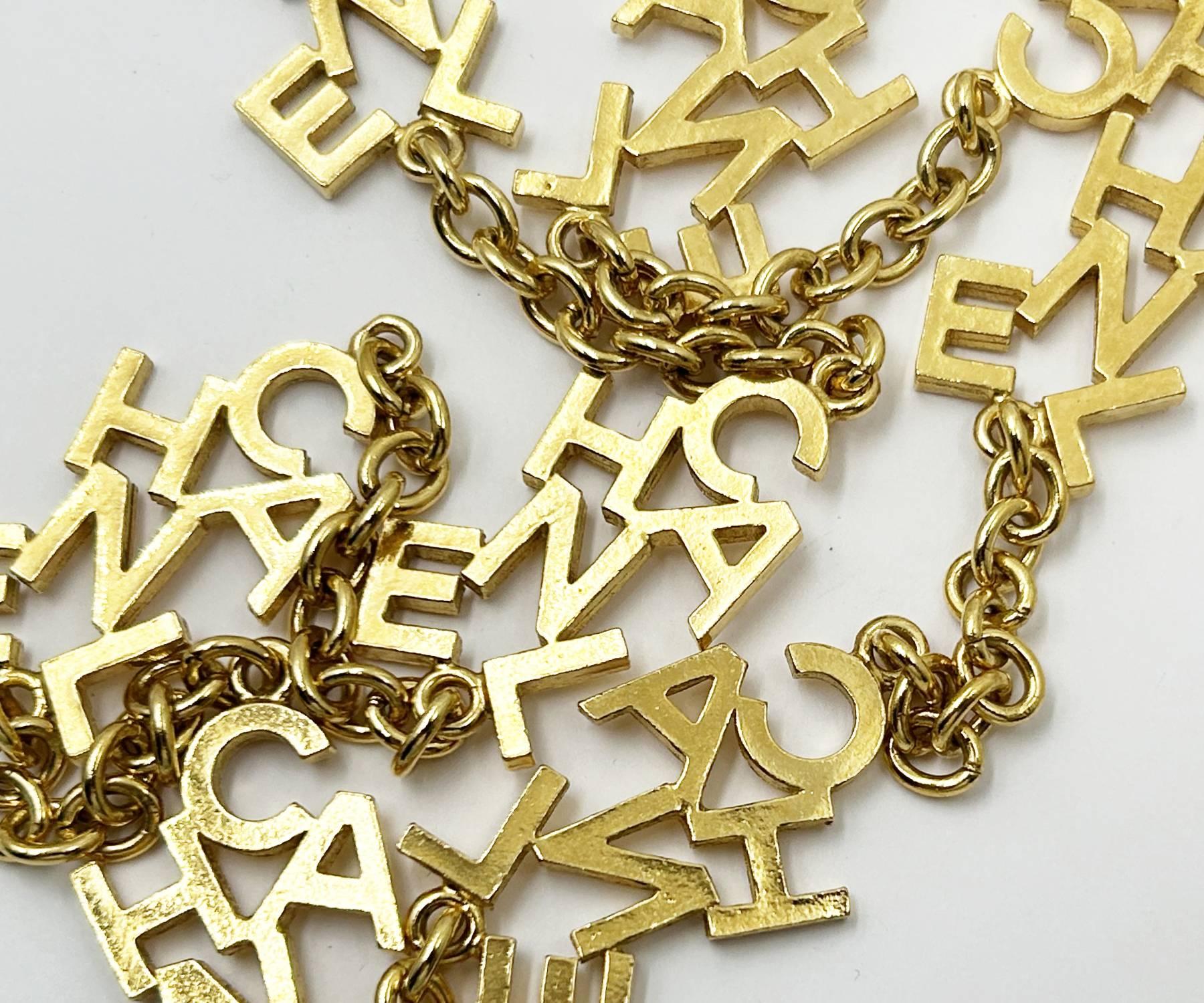 Women's Chanel Rare Classic Vintage Gold Plated CC Letter Long Necklace  Miley Cyrus For Sale