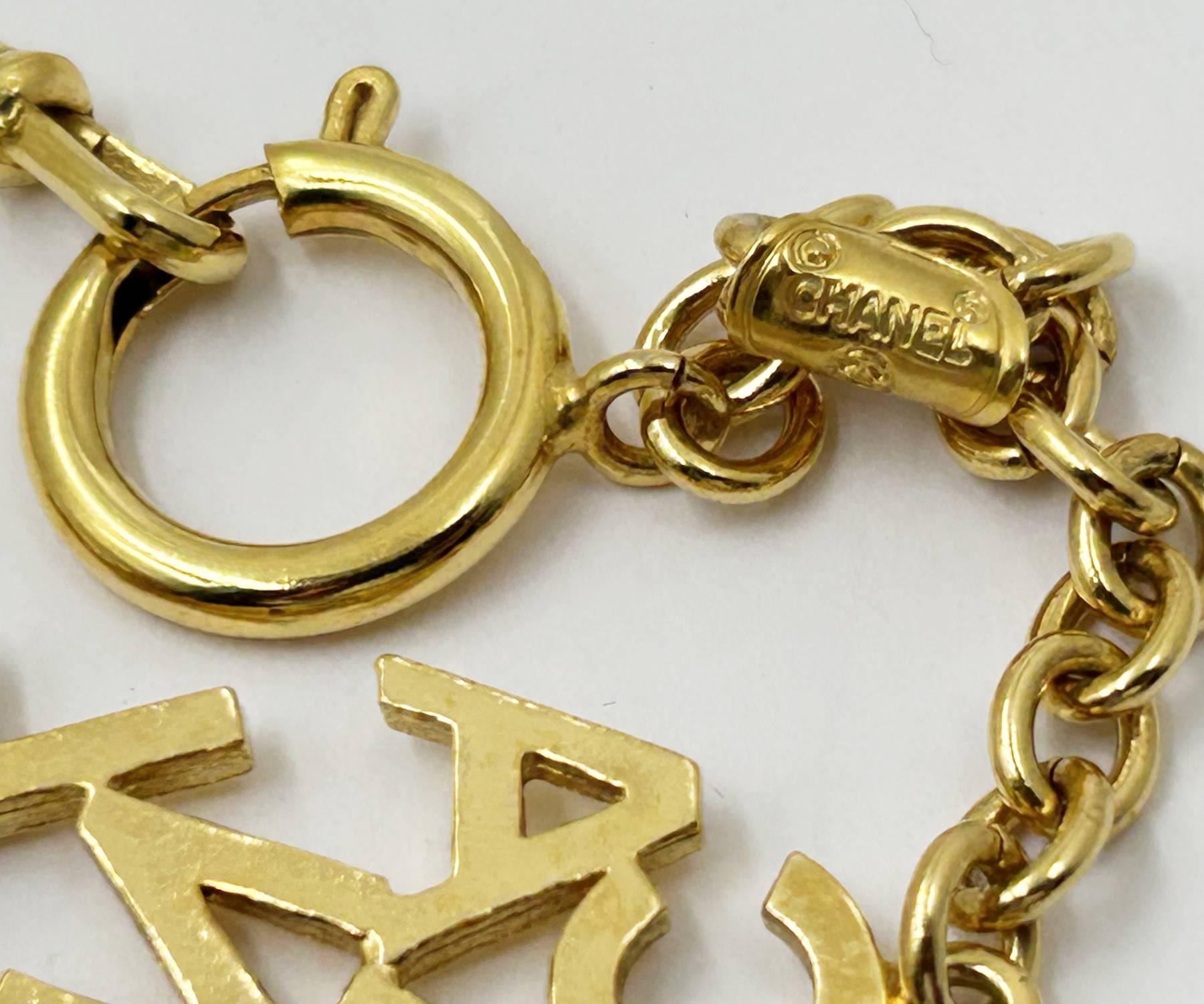 Chanel Rare Classic Vintage Gold Plated CC Letter Long Necklace  Miley Cyrus For Sale 1