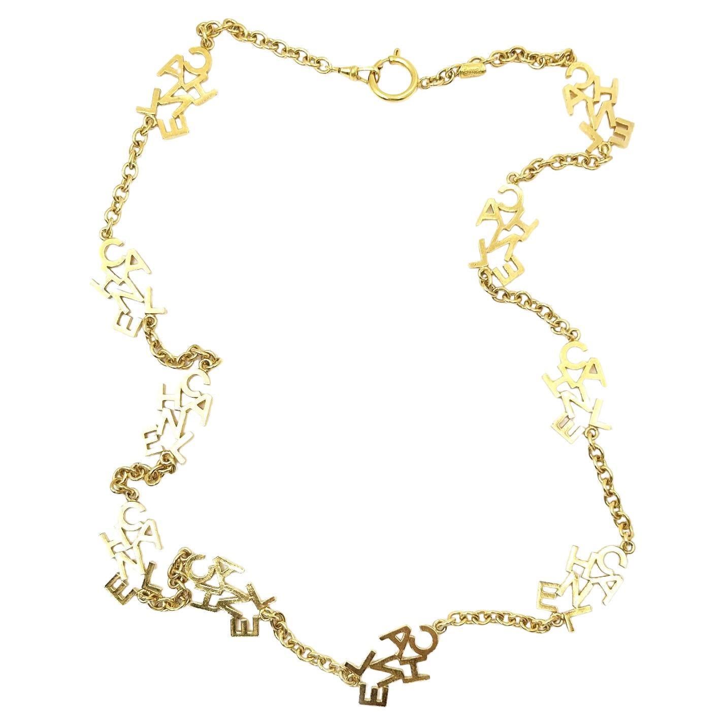 Chanel Rare Vintage Gold Plated CC Letter Long Necklace As Se See One Cyrus