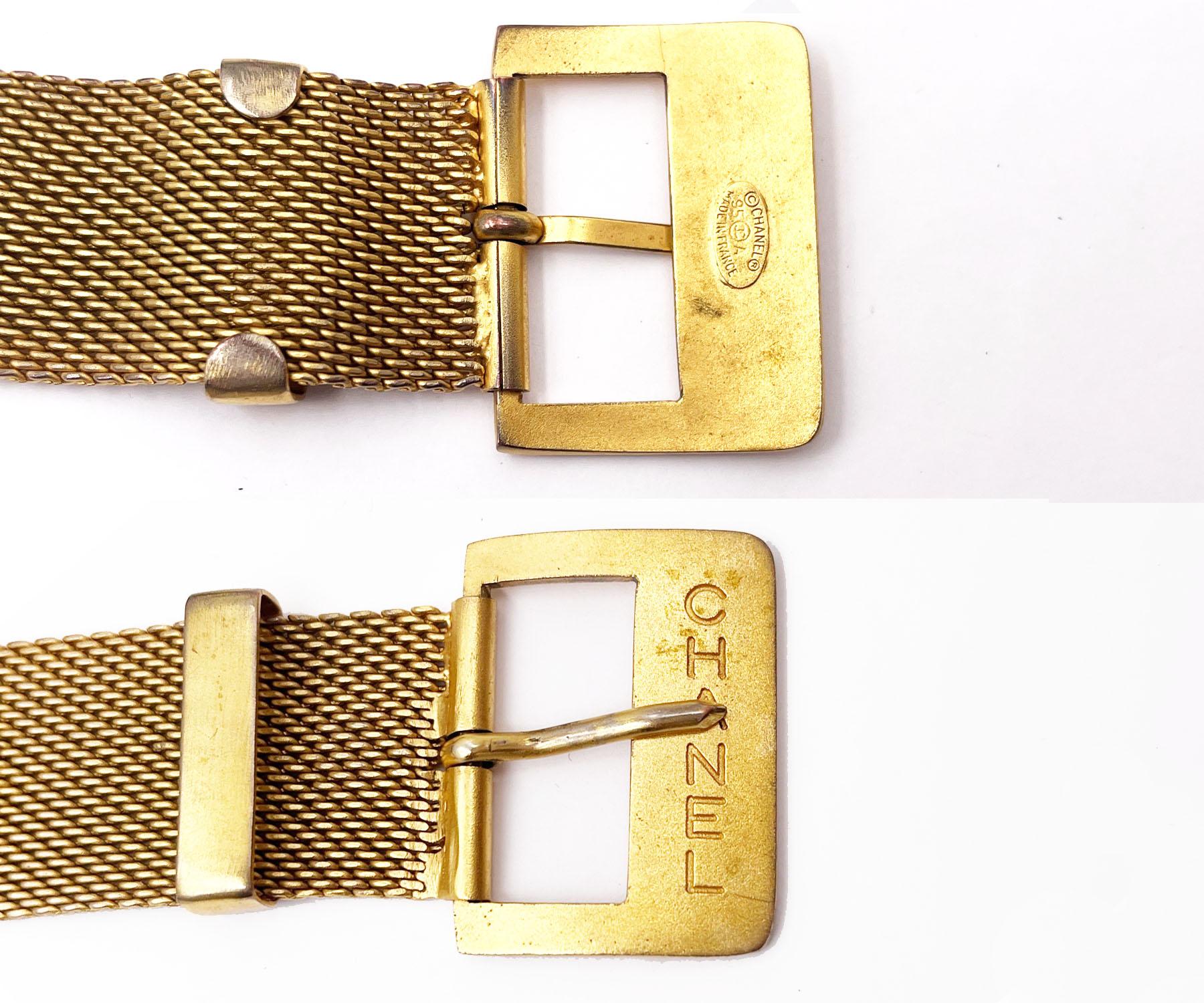 Chanel Rare Vintage Gold Plated CC Mesh Belt Bracelet   In Good Condition For Sale In Pasadena, CA