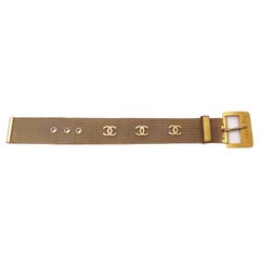 Chanel Rare Vintage Gold Plated CC Mesh Belt Bracelet  