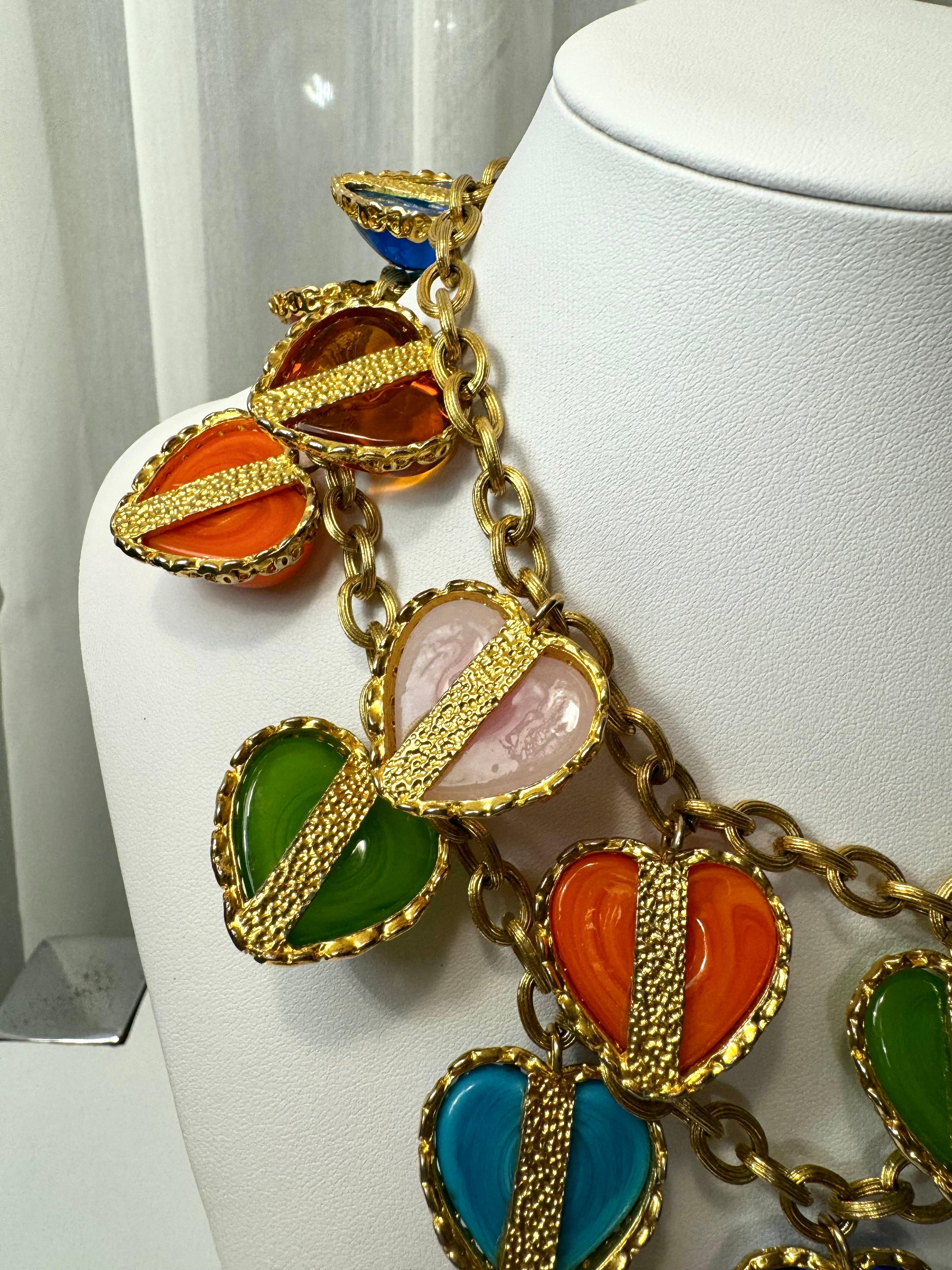 Chanel Rare Vintage Gripoix Love Heart Charm Necklace 6