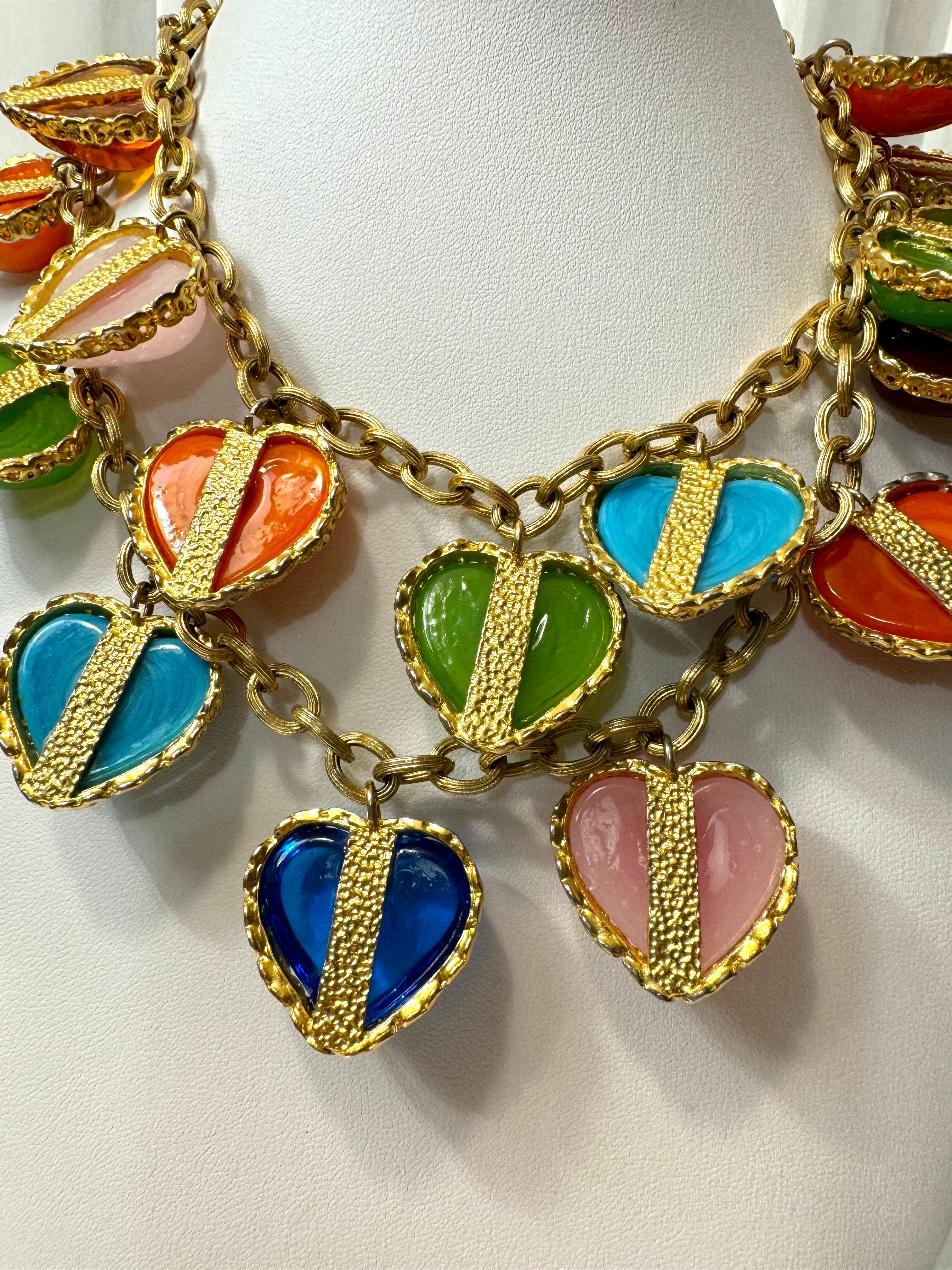 Chanel Rare Vintage Gripoix Love Heart Charm Necklace 7