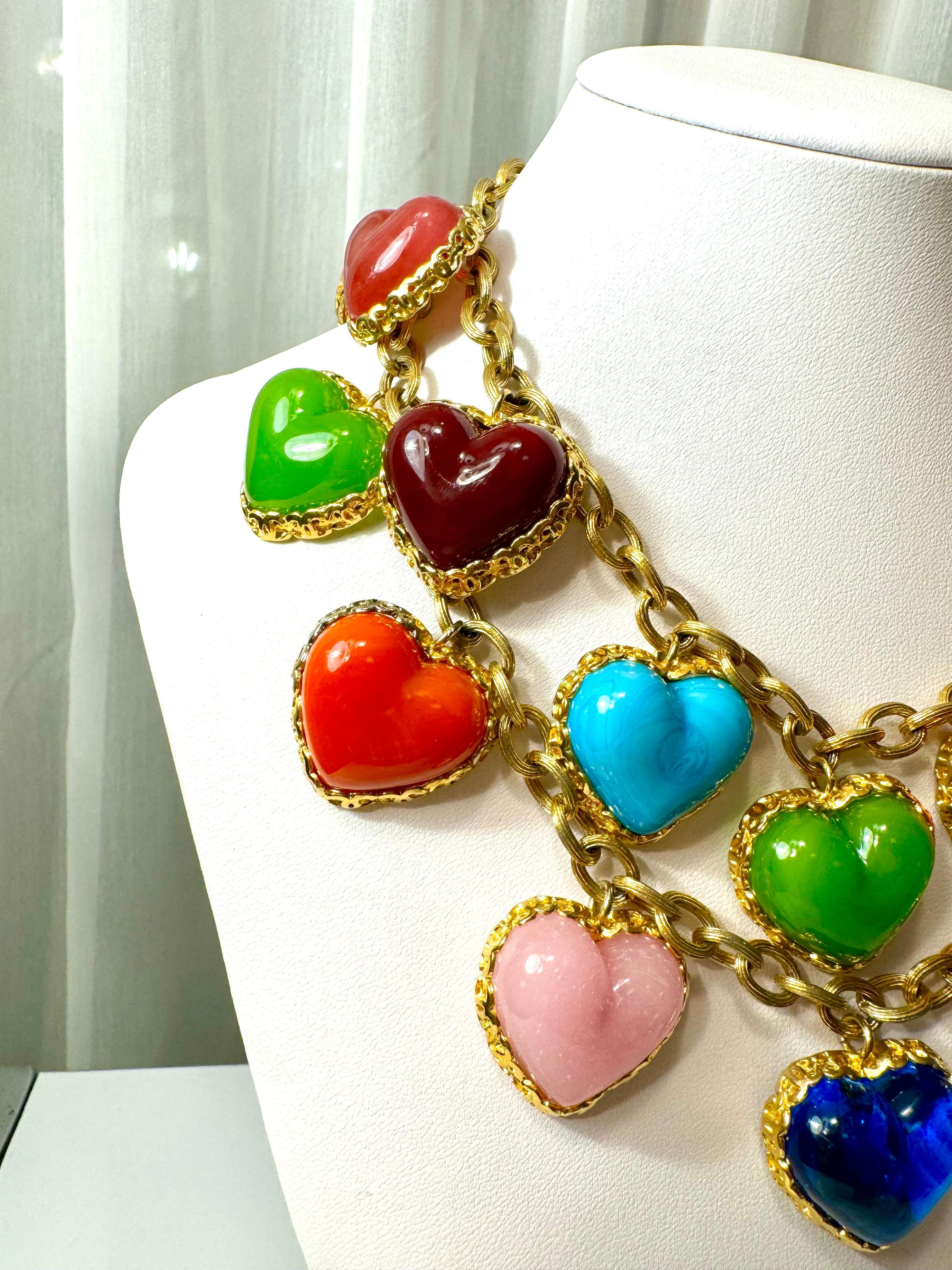 Chanel Rare Vintage Gripoix Love Heart Charm Necklace 1
