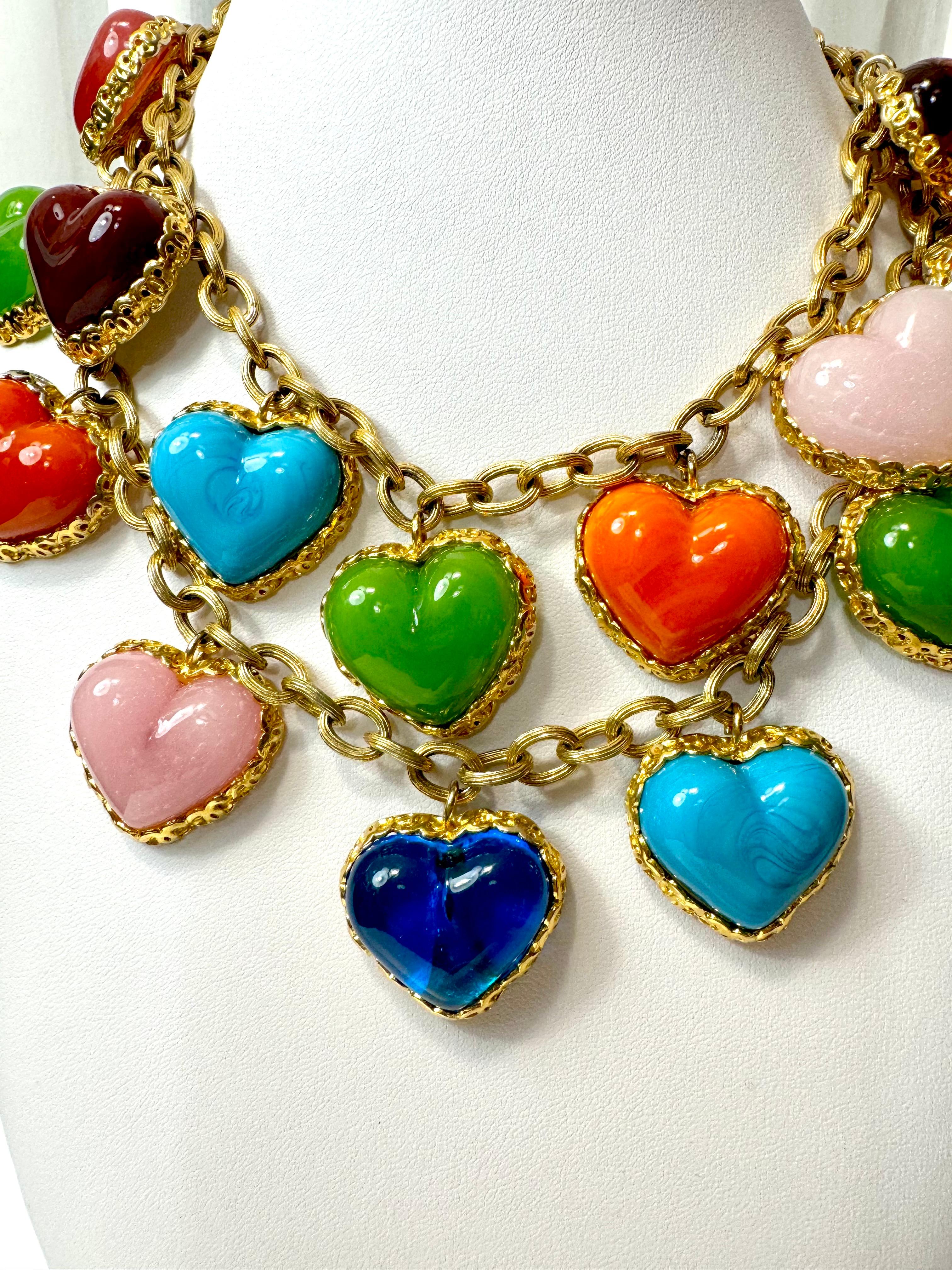 Chanel Rare Vintage Gripoix Love Heart Charm Necklace 2