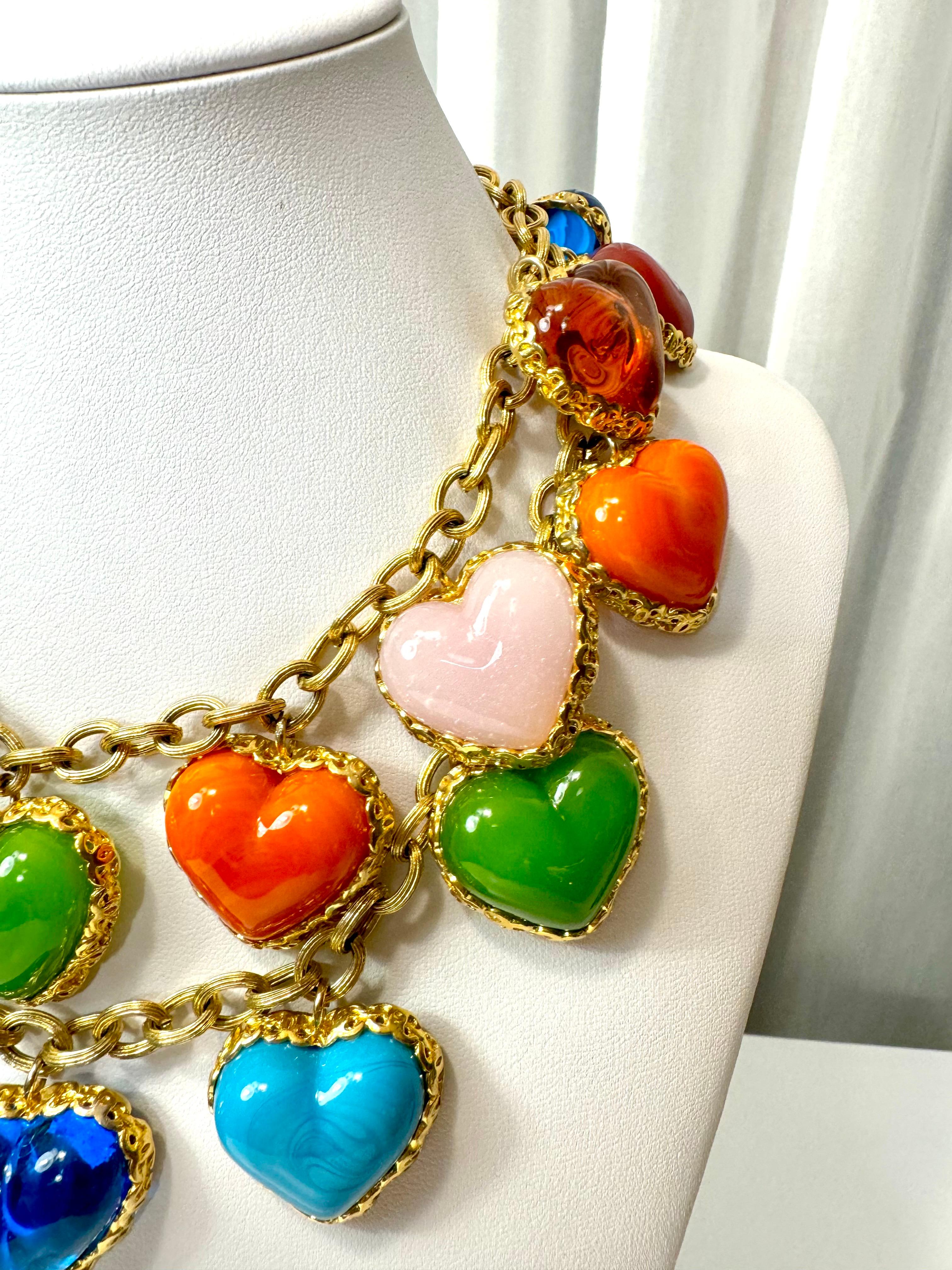 Chanel Rare Vintage Gripoix Love Heart Charm Necklace 3