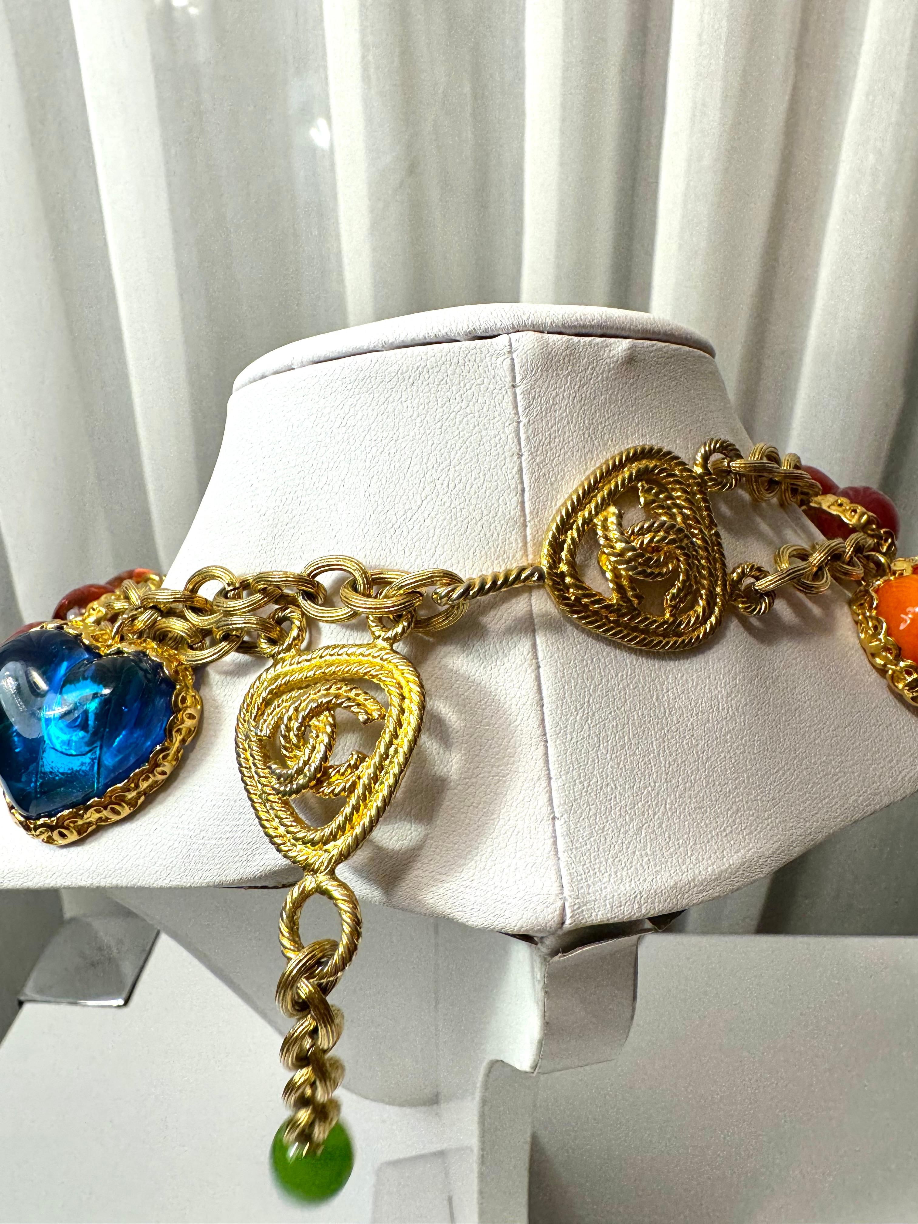 Chanel Rare Vintage Gripoix Love Heart Charm Necklace 4
