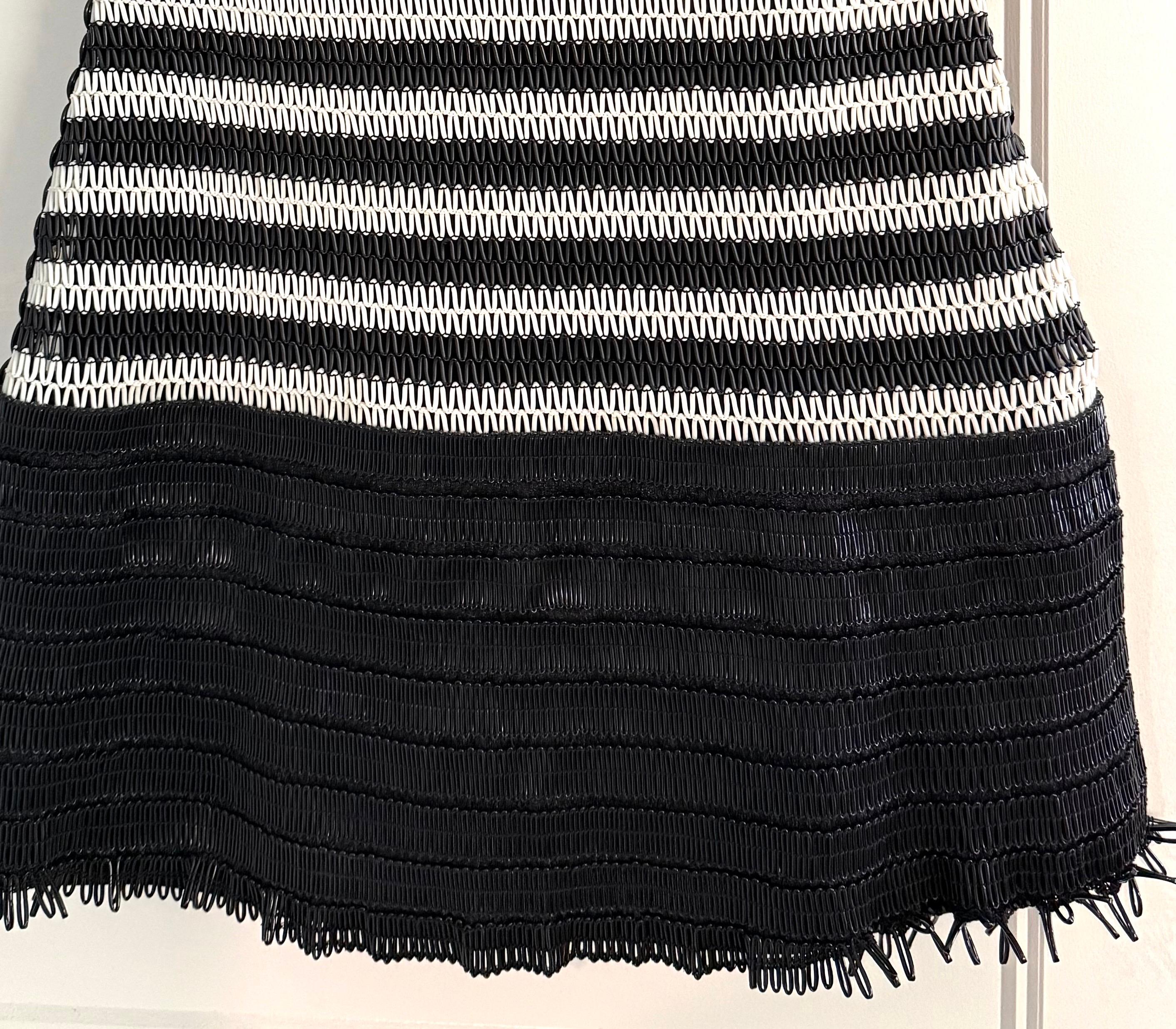 CHANEL Rare Vintage Runway S/S 1994 Black & White Vinyl PVC Raffia Dress en vente 4