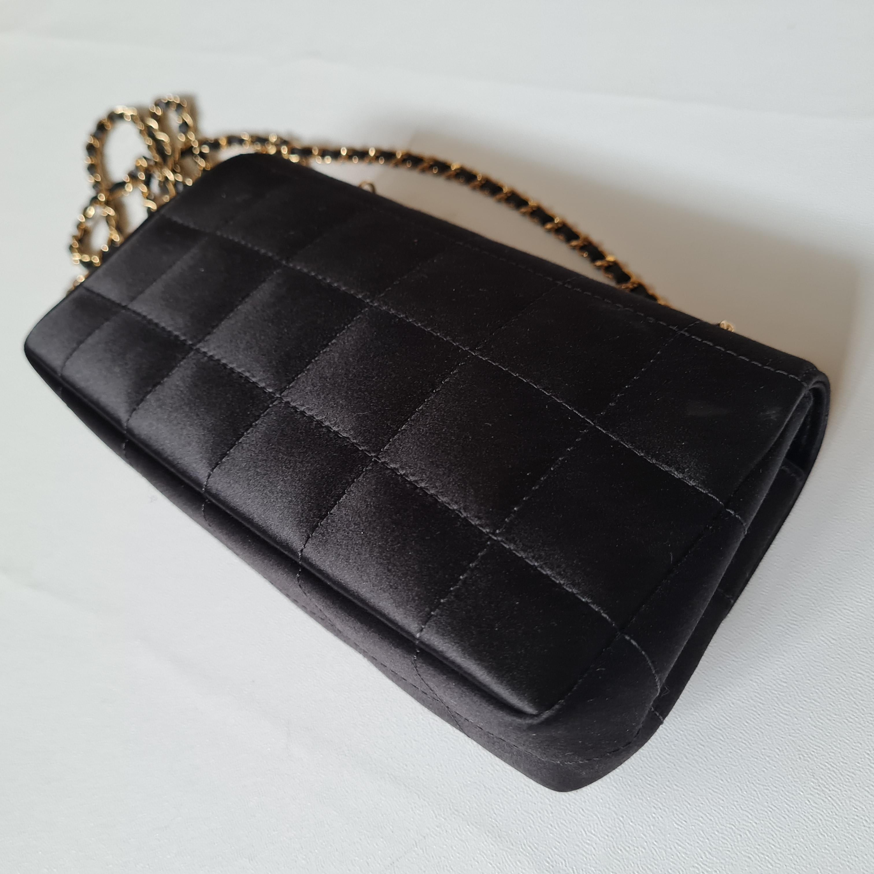 Chanel Vintage Satin Chocolate Bar Quilted Flap Bag 1