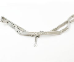 Chanel Rare Vintage Silver Bar Link Collana Choker