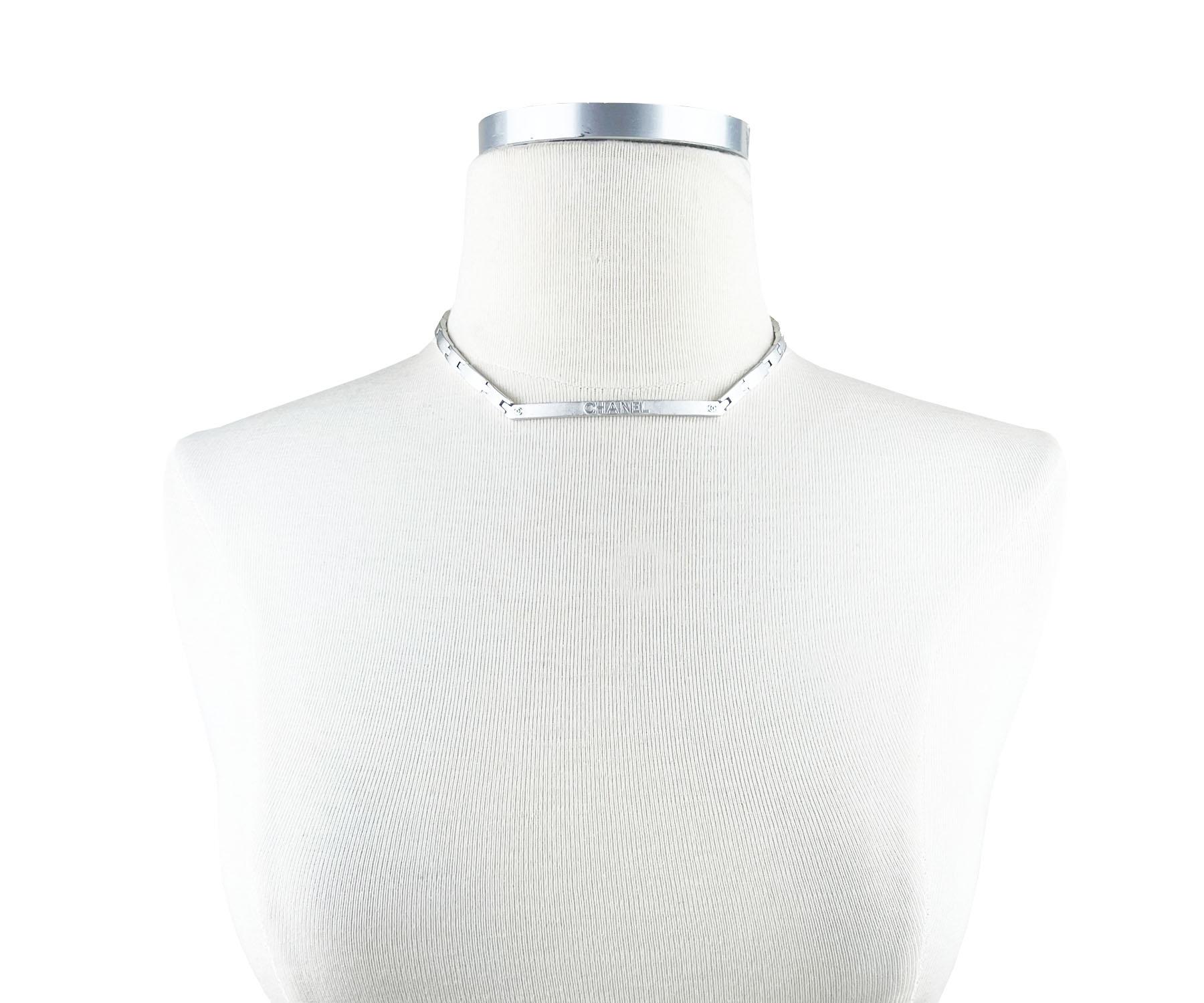 Artisan Chanel Rare Vintage Silver Bar Link Choker Necklace  For Sale