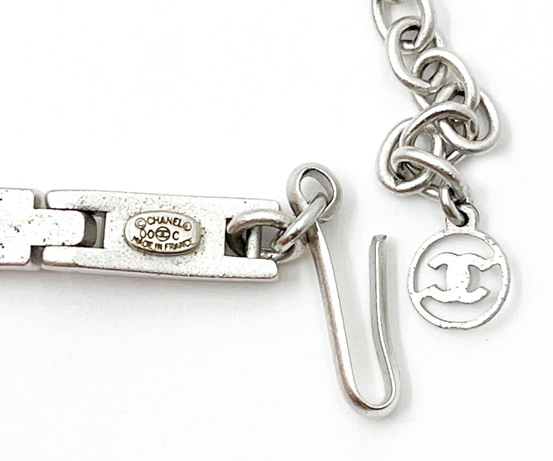 Chanel Rare Vintage Silver Bar Link Choker Necklace  In Excellent Condition For Sale In Pasadena, CA