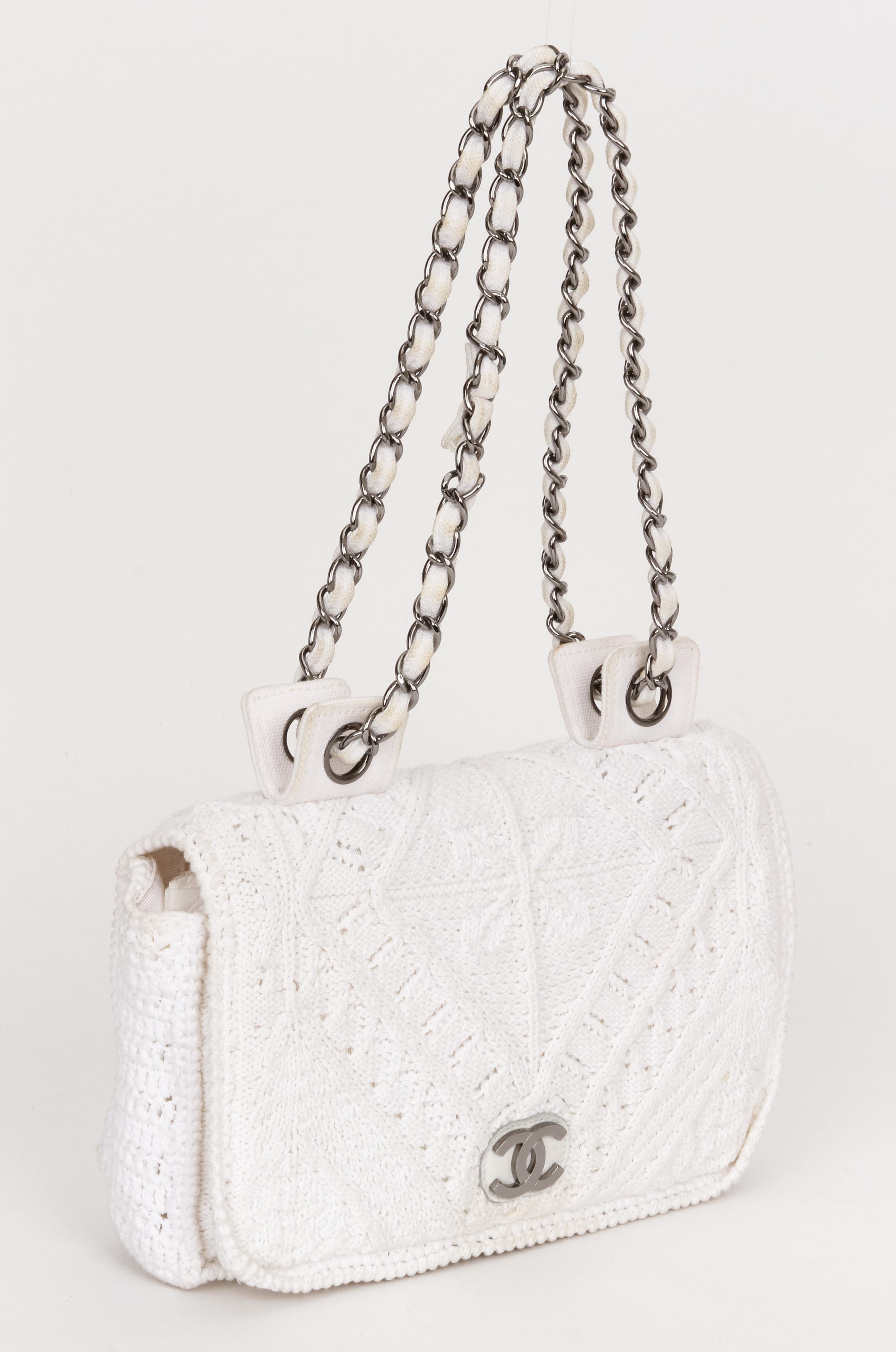 white crochet purse