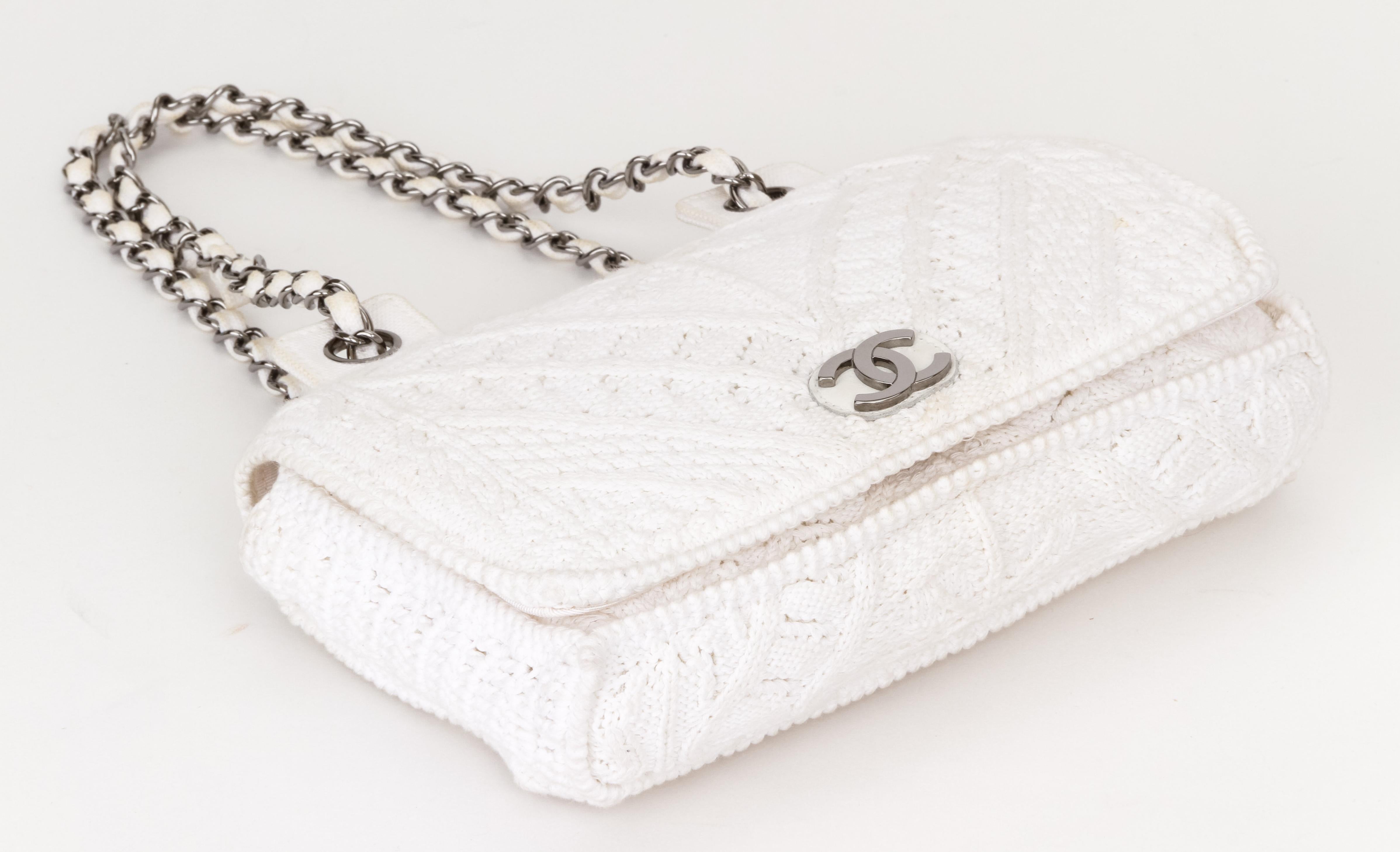 Women's Chanel Rare White Crochet Flap Bag