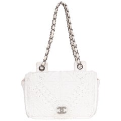 Chanel Raro Bolso Solapa Crochet Blanco