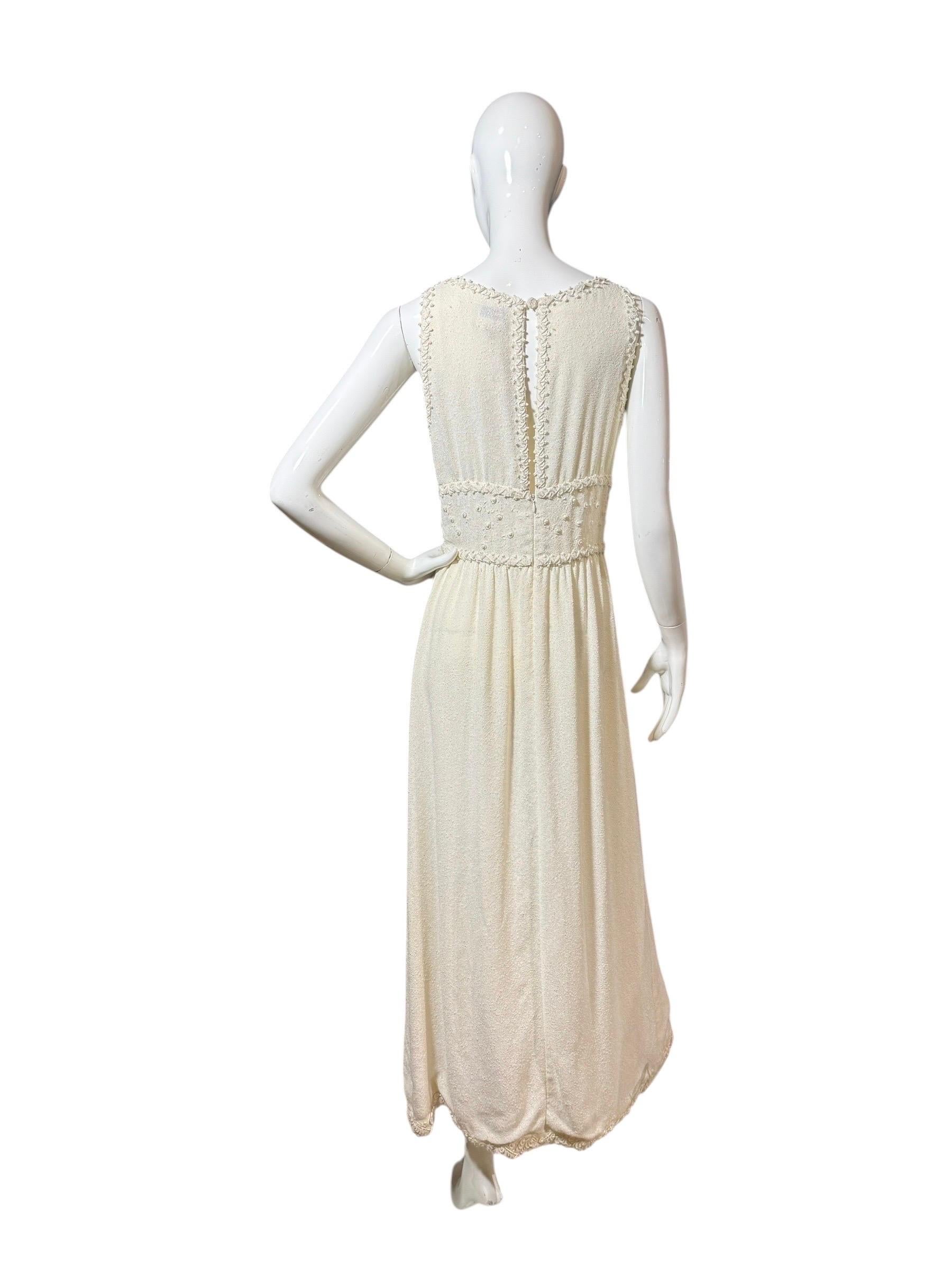 Bianco Chanel Raro Abito d'archivio bianco impreziosito e ricamato - Primavera/Estate 1998 in vendita