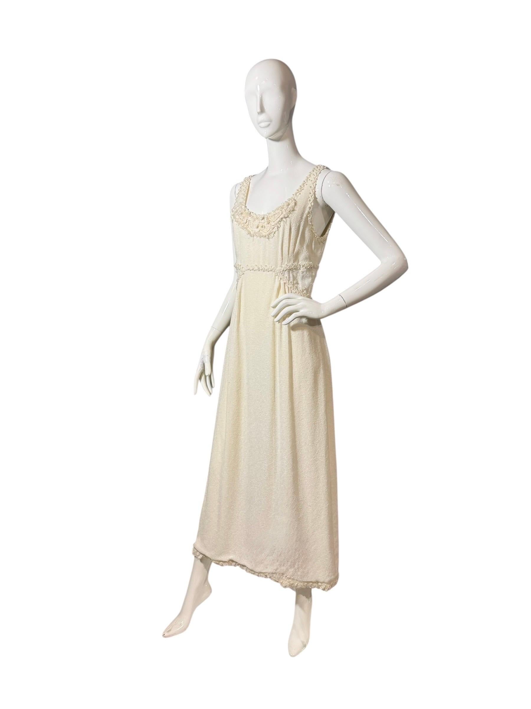 Chanel Raro Abito d'archivio bianco impreziosito e ricamato - Primavera/Estate 1998 In condizioni buone in vendita a Kingston, NY