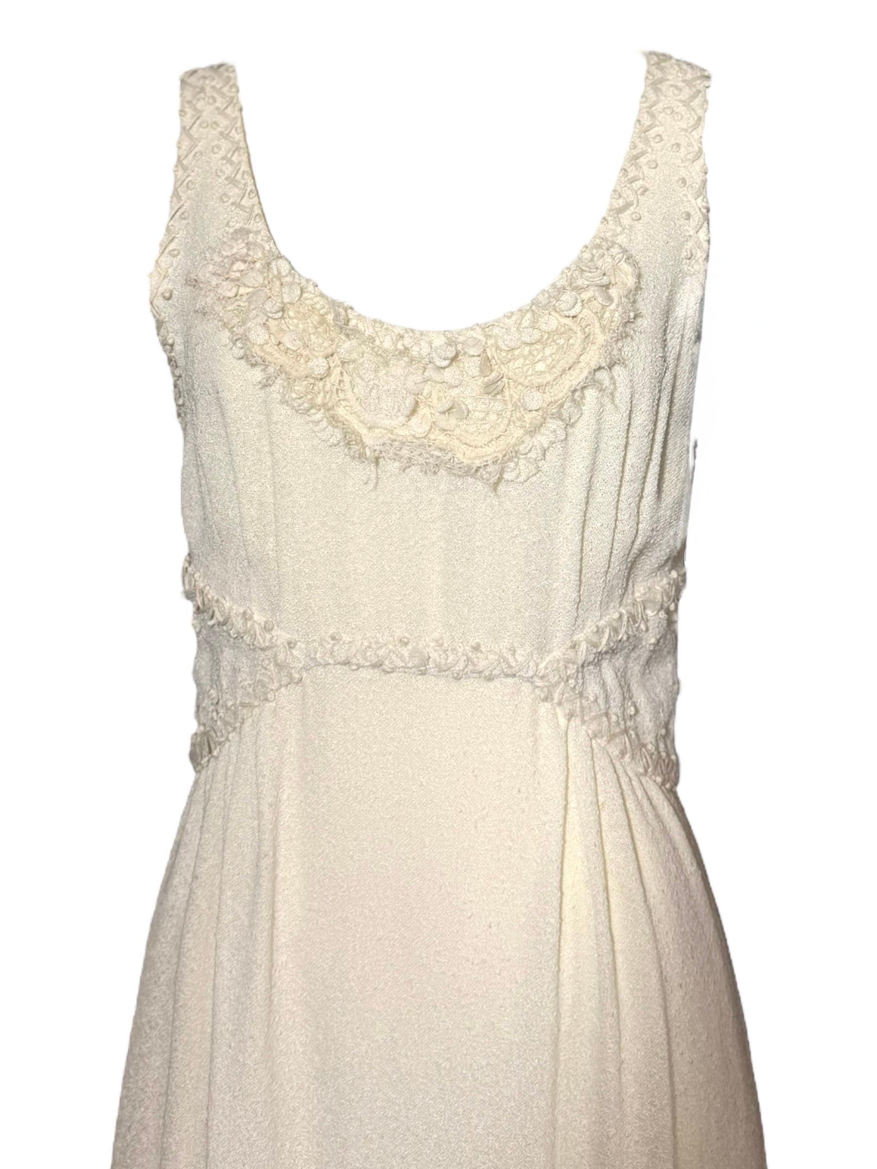 Chanel Raro Abito d'archivio bianco impreziosito e ricamato - Primavera/Estate 1998 in vendita 4
