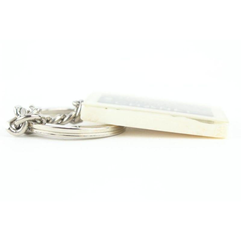 Chanel Rare White x Silver 99a CC Logo Address Plate Keychain Bag Charm 770cc For Sale 4