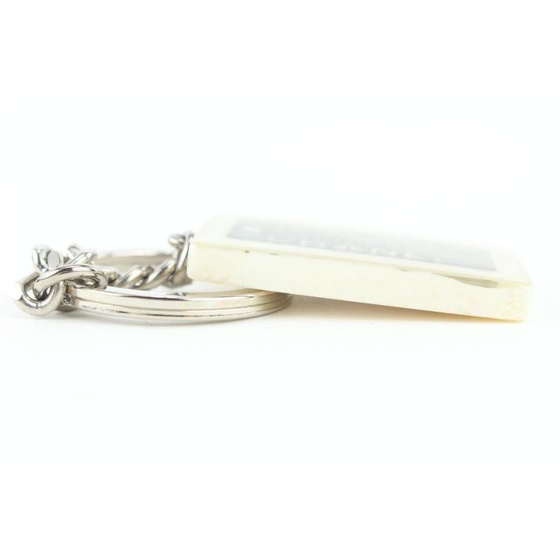 Chanel Raro Bianco x Argento 99a CC Logo Indirizzo Portachiavi Borsa Charm 770cc in vendita 6