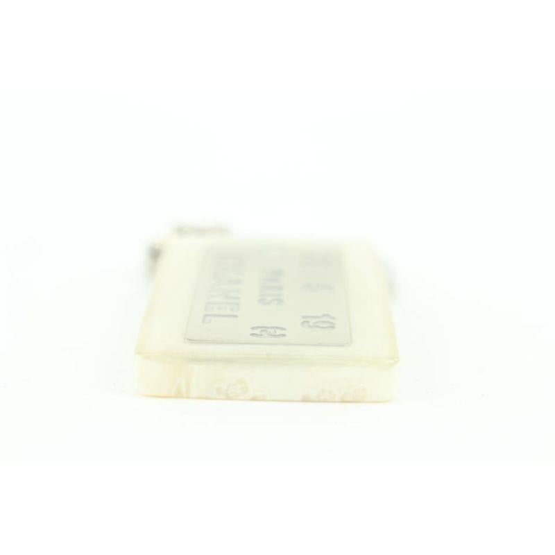 Donna Chanel Raro Bianco x Argento 99a CC Logo Indirizzo Portachiavi Borsa Charm 770cc in vendita