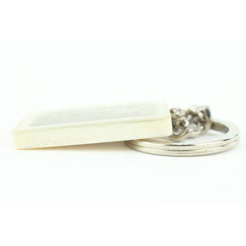 Women's Chanel Rare White x Silver 99a CC Logo Address Plate Keychain Bag Charm 770cc For Sale