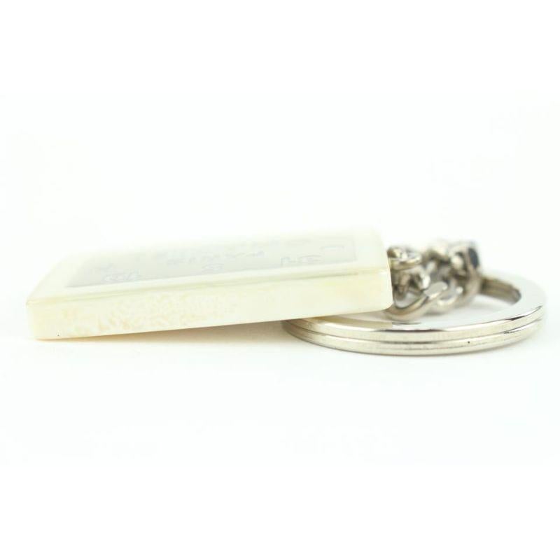Chanel Raro Bianco x Argento 99a CC Logo Indirizzo Portachiavi Borsa Charm 770cc in vendita 2