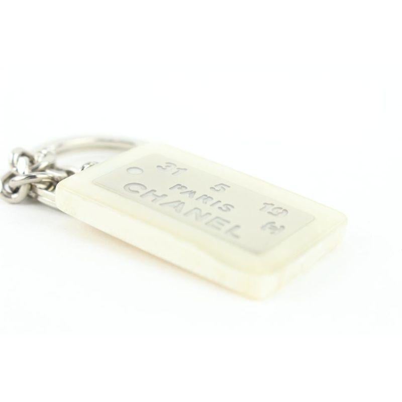Chanel Raro Bianco x Argento 99a CC Logo Indirizzo Portachiavi Borsa Charm 770cc in vendita 4