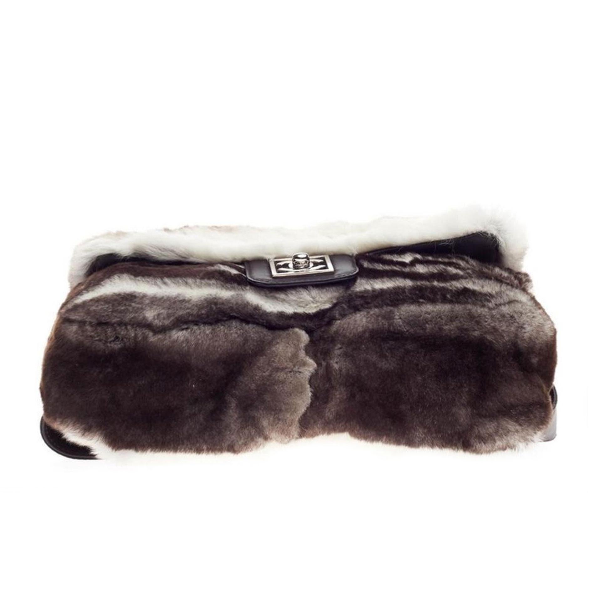 Gray Chanel Rare Y2K Vintage Classic Flap Rabbit Fur Sports Line Waist Belt Bag For Sale