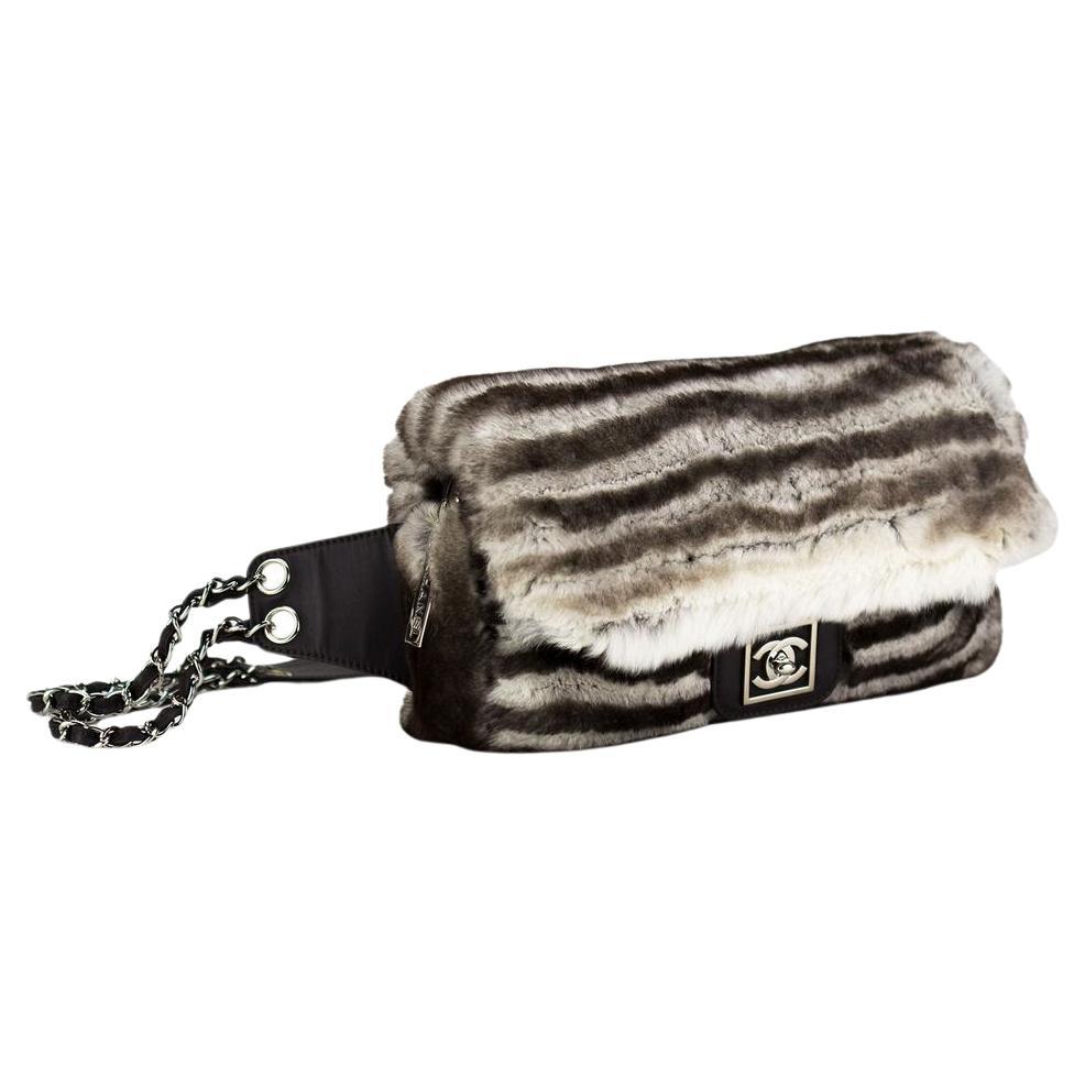 Chanel Rare Y2K Vintage Classic Flap Rabbit Fur Sport Line Waist Belt Bag