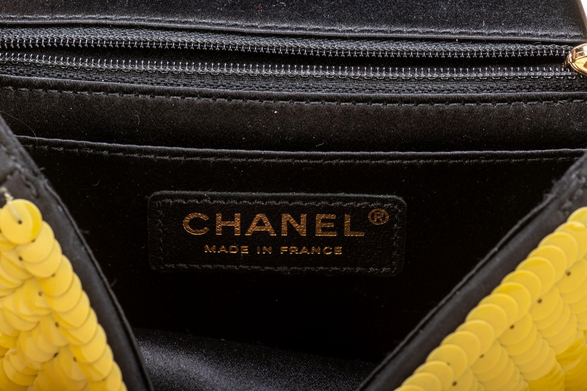 Chanel Rare Yellow Sequin Square Classic 7
