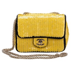 Chanel Rare Yellow Sequin Square Classic
