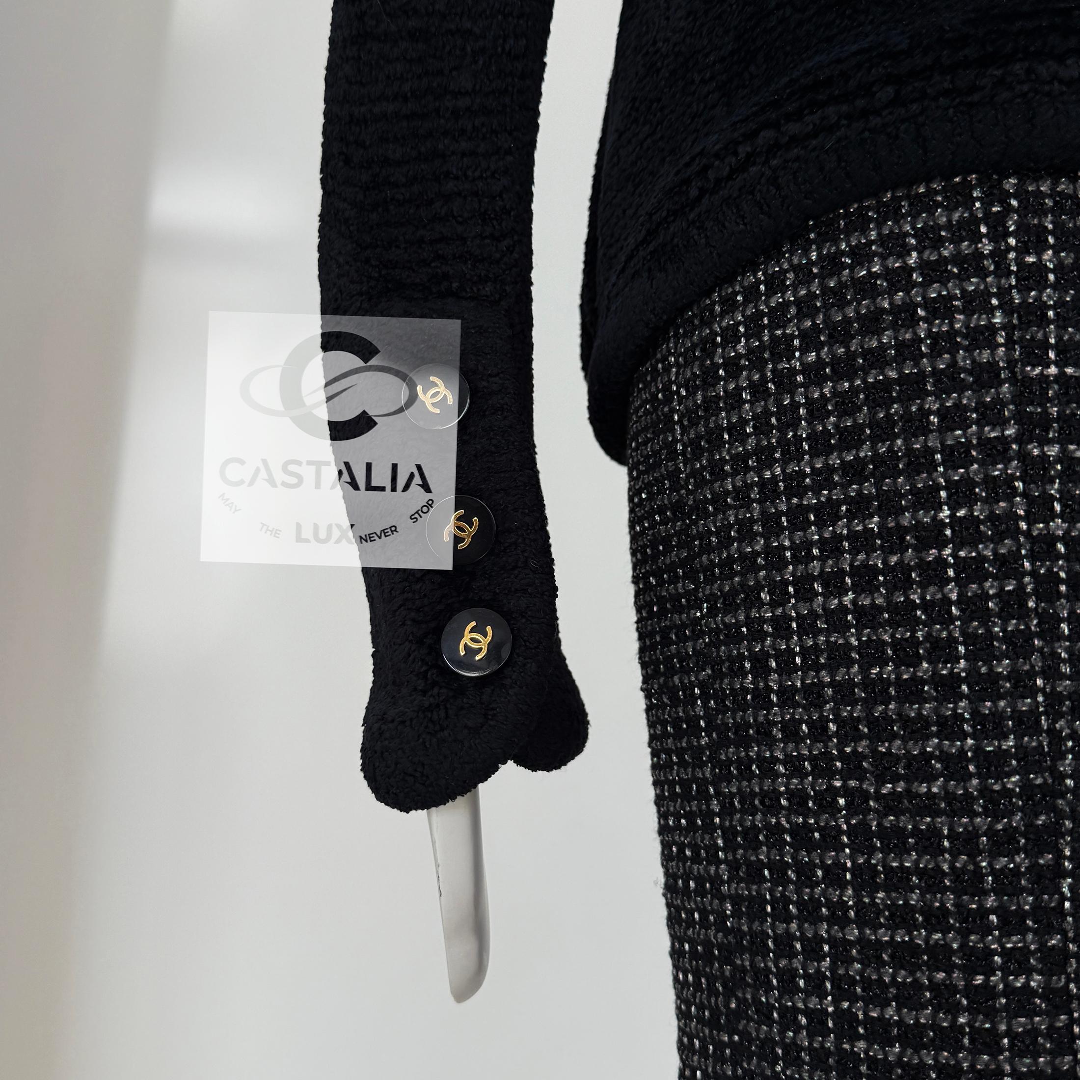 CHANEL Rarefied 1985 Fall Vintage Fluffy  Veste noire 40 FR en vente 2