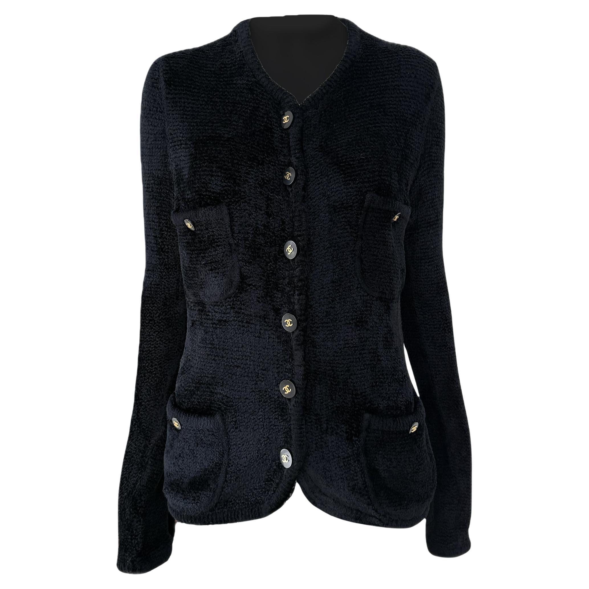 Chanel Rarefied 1985 Autunno Vintage Fluffy  Giacca nera 40 FR