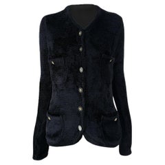 CHANEL Rare 1985 Vintage Fluffy  Black Jacket 40 FR