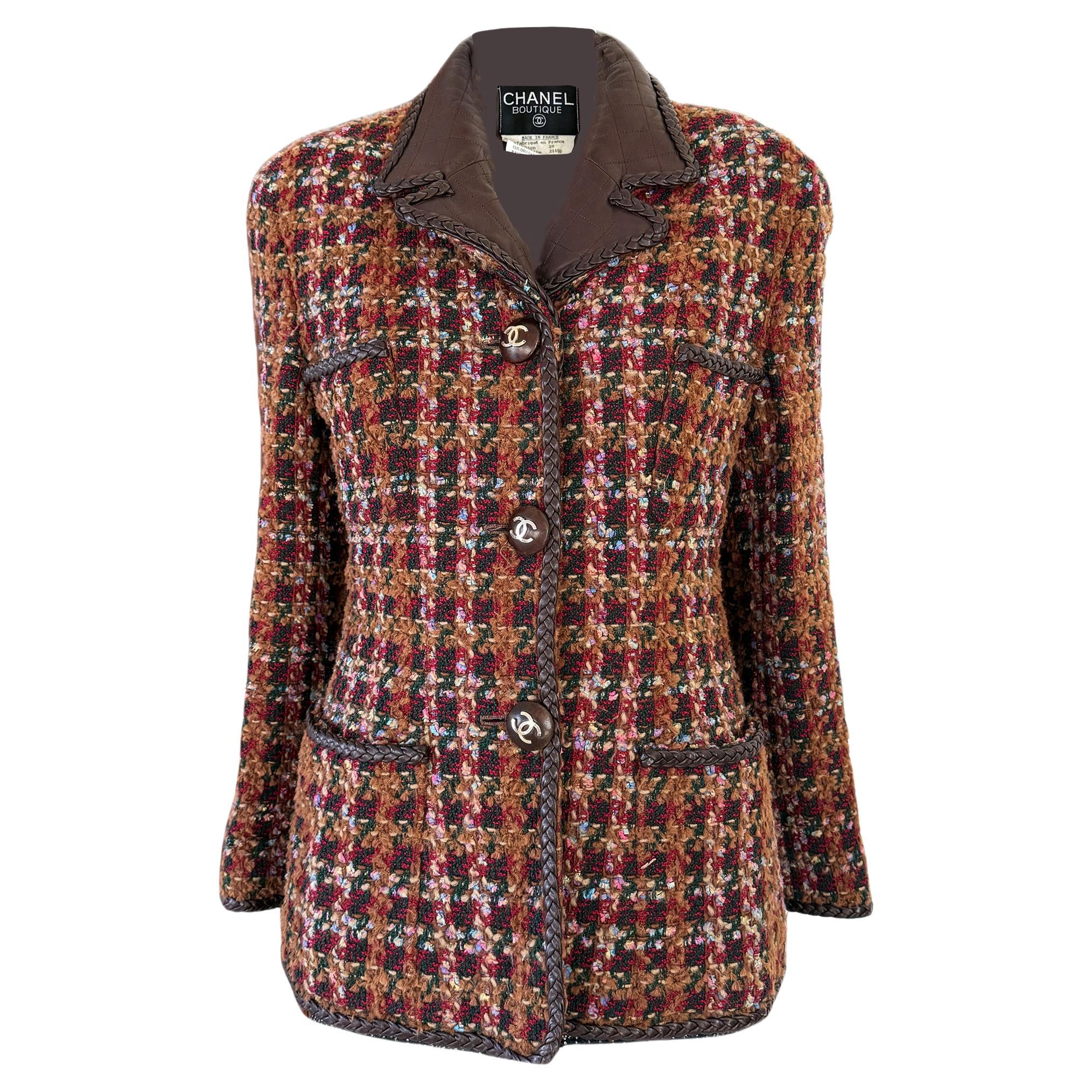 Chanel Rarefied 1993 Supermodel Style Brown Tweed Jacket 38 FR
