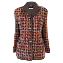 Chanel Rarefied 1993 Supermodel Style Brown Tweed Jacket 38 FR