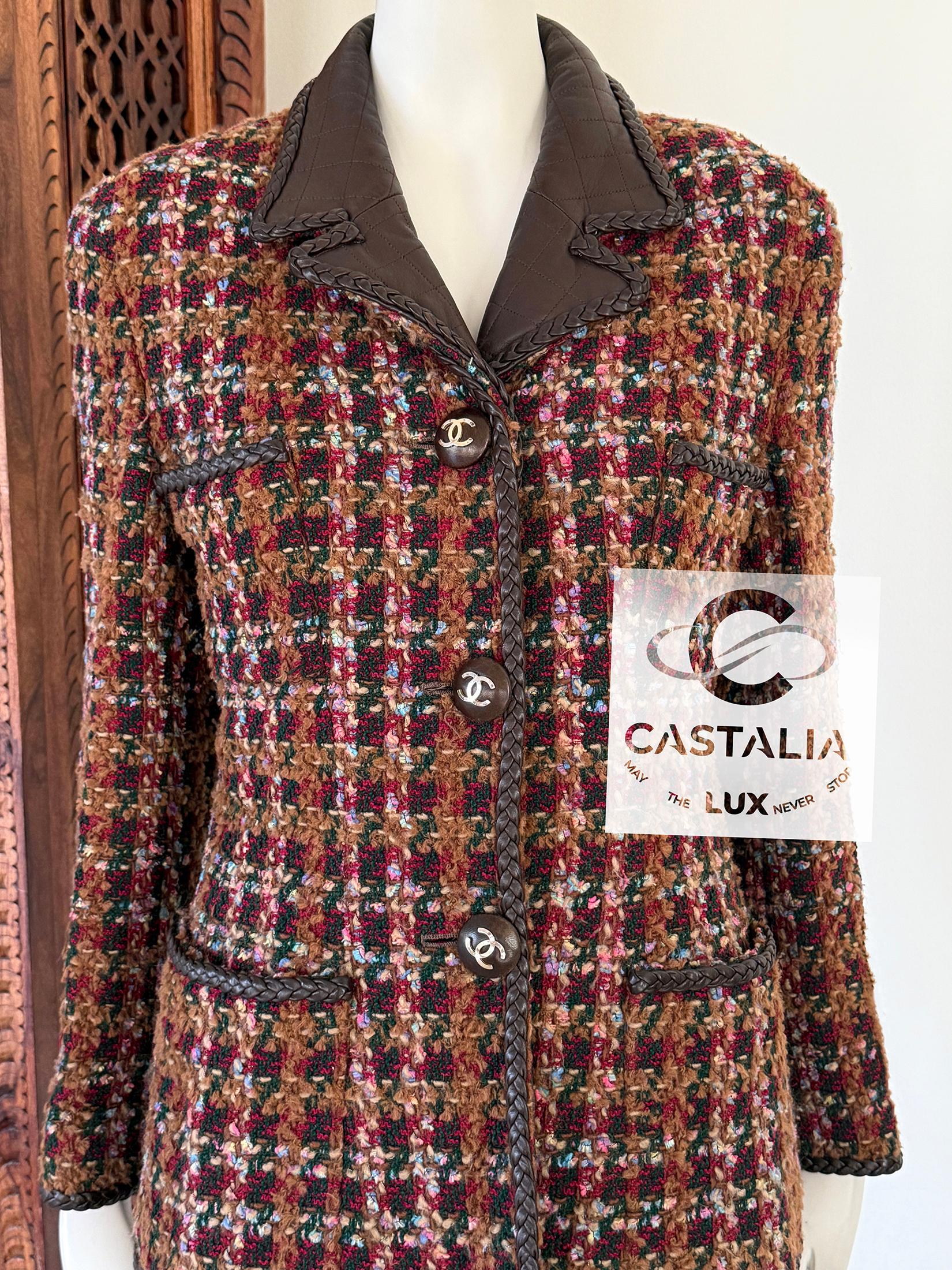 Chanel Rarísima Chaqueta de Tweed Marrón Estilo Supermodelo 1993 38 FR en venta 6