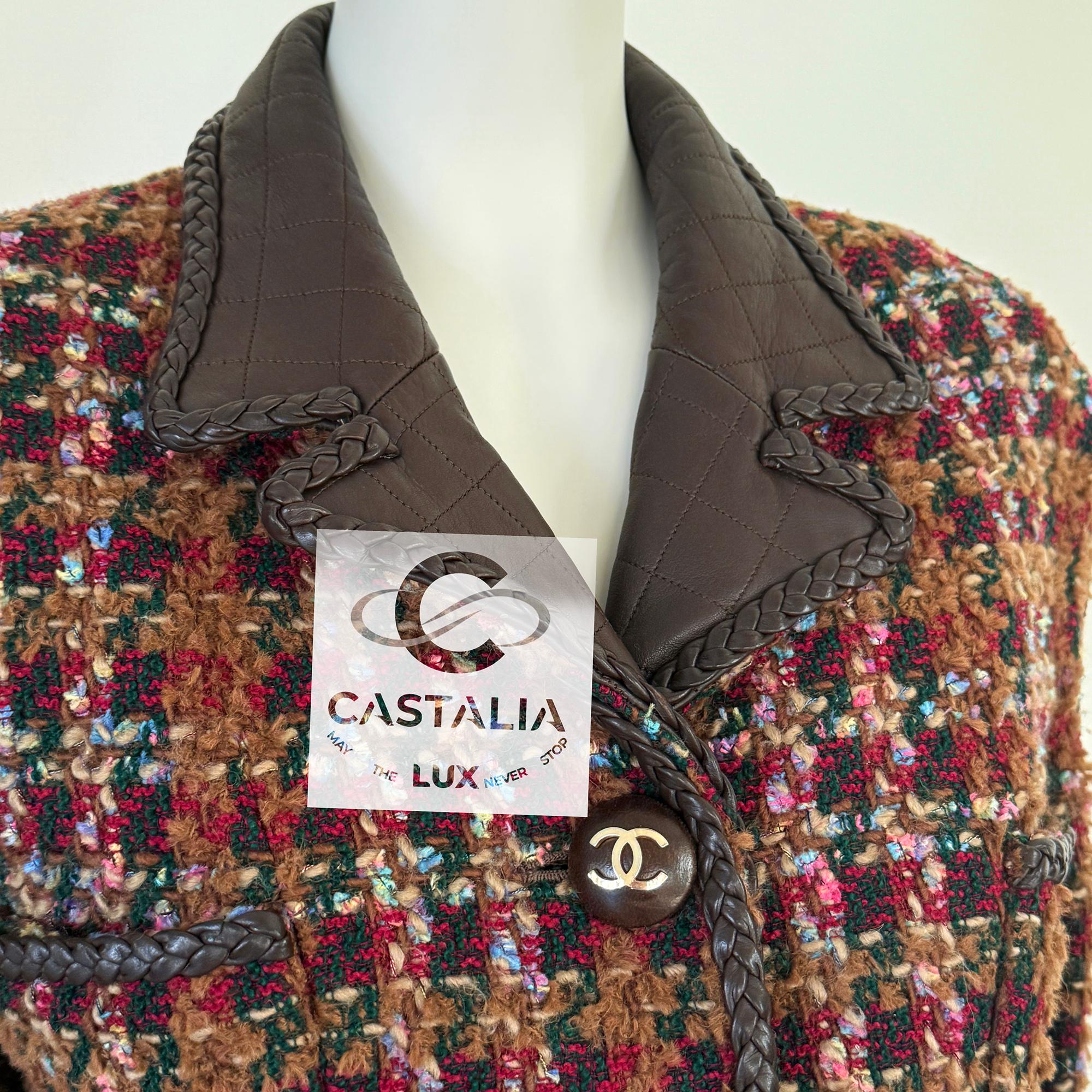 Chanel Rarísima Chaqueta de Tweed Marrón Estilo Supermodelo 1993 38 FR en venta 7