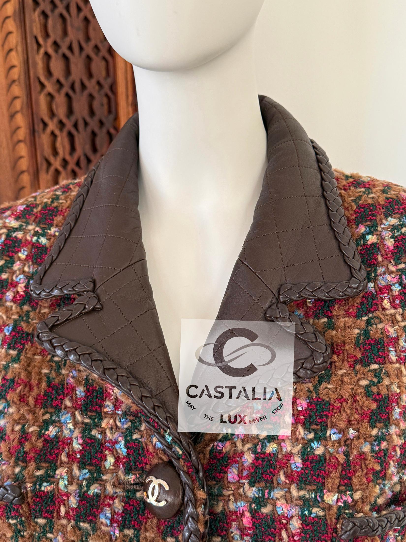 Chanel Rarísima Chaqueta de Tweed Marrón Estilo Supermodelo 1993 38 FR en venta 9
