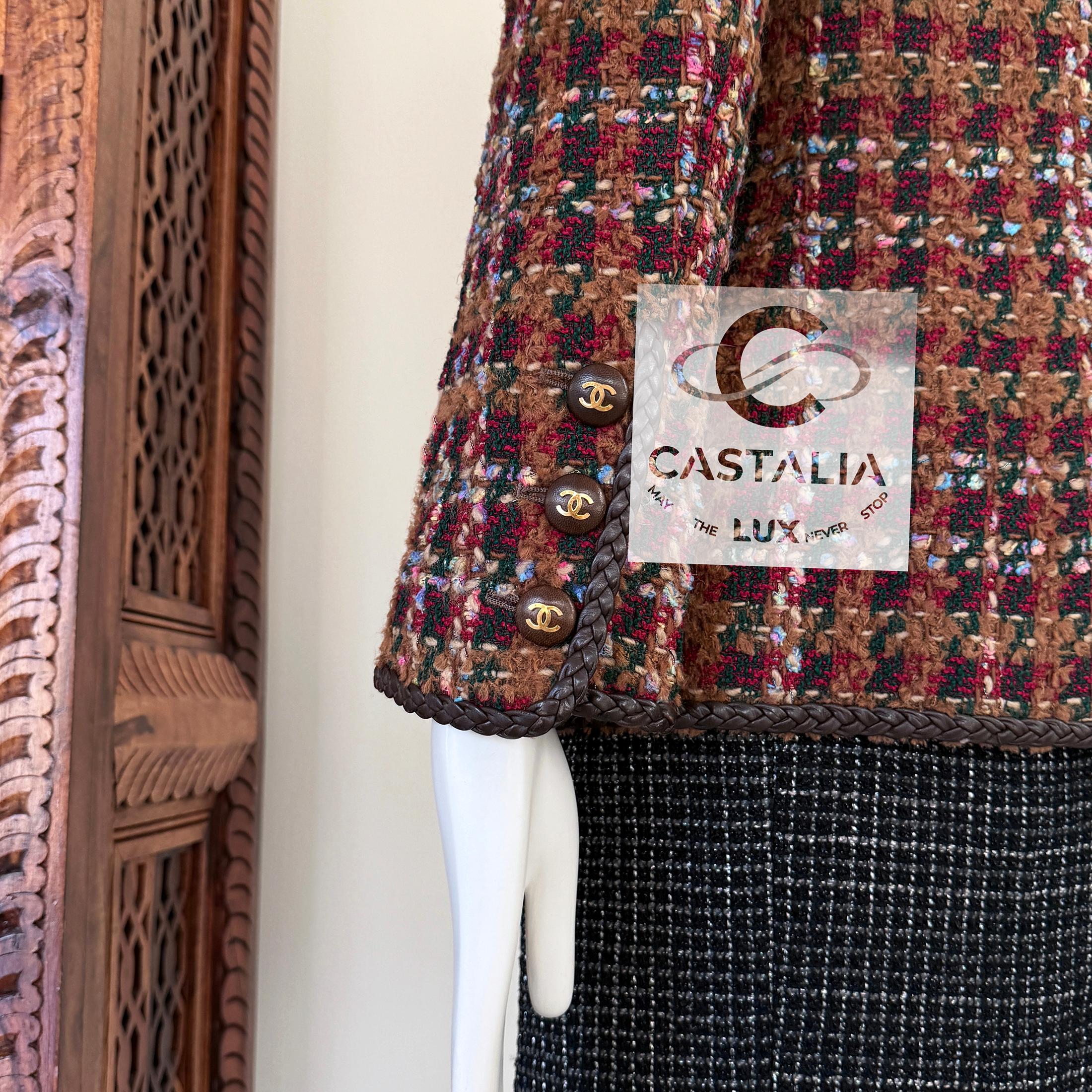 Chanel Rarísima Chaqueta de Tweed Marrón Estilo Supermodelo 1993 38 FR en venta 13