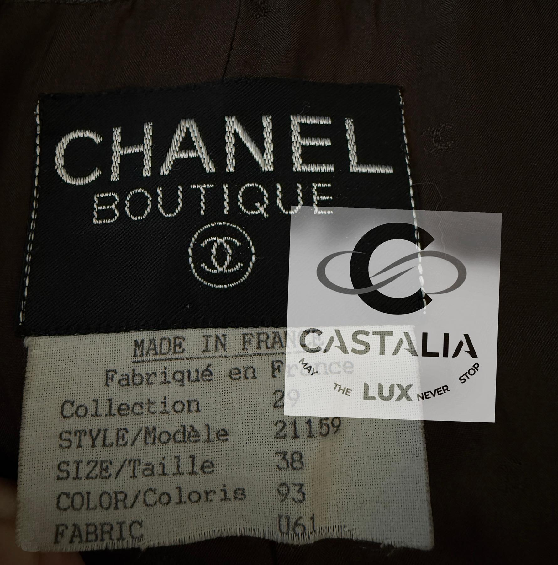 Chanel Rarísima Chaqueta de Tweed Marrón Estilo Supermodelo 1993 38 FR en venta 16