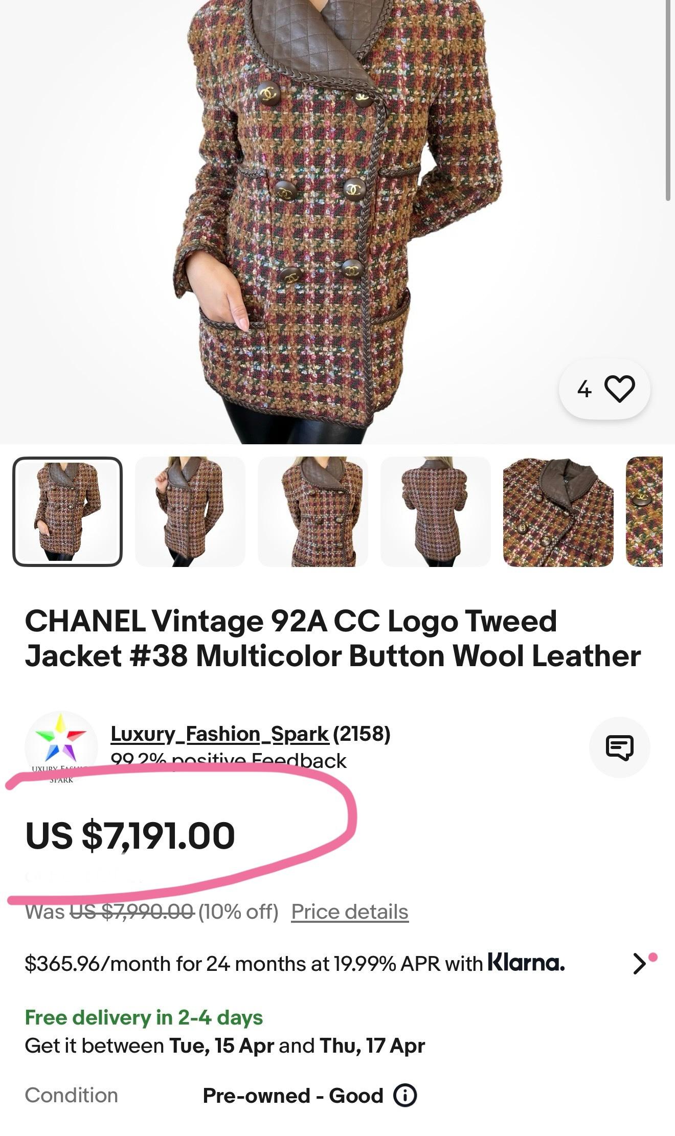 Chanel Rarísima Chaqueta de Tweed Marrón Estilo Supermodelo 1993 38 FR en venta 4