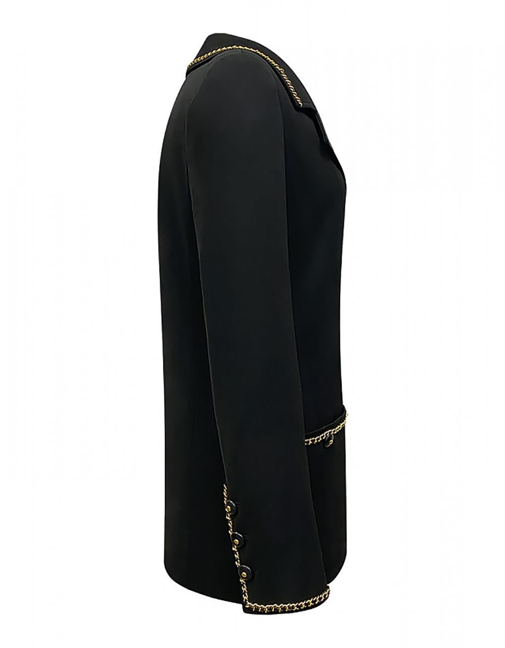 Women's or Men's Chanel Rarest 64K Gold Chain Trim Black Jacket