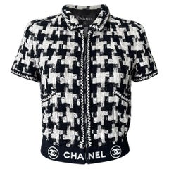 Chanel Rarest CC Logo Band Ribbon Tweed Jacket 38 FR
